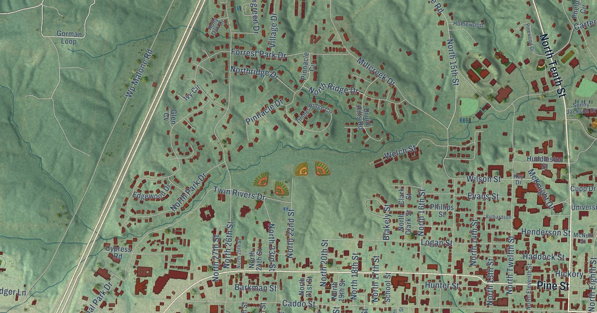 Map of Arkadelphia, Arkansas in 2026