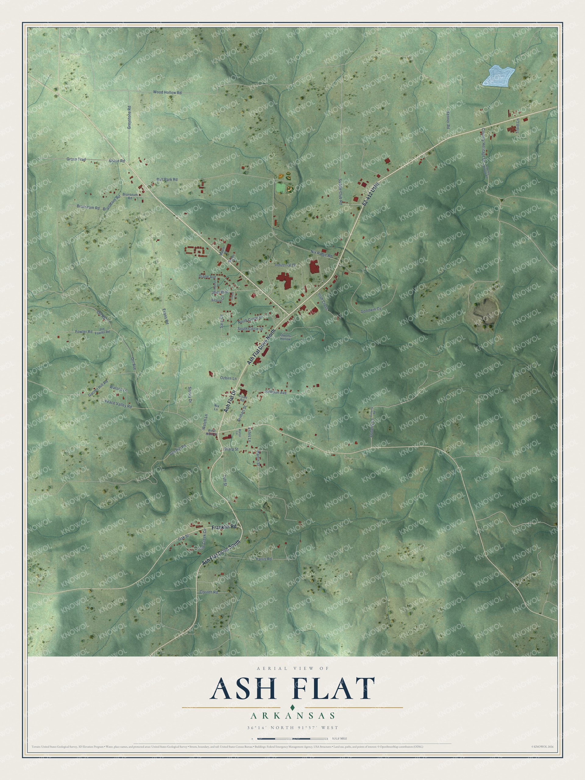 Watermarked full-map preview of Ash Flat, Arkansas