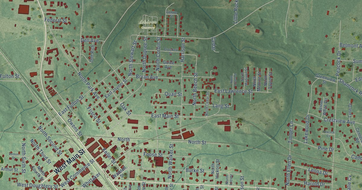 Map of Ashdown, Arkansas in 2026