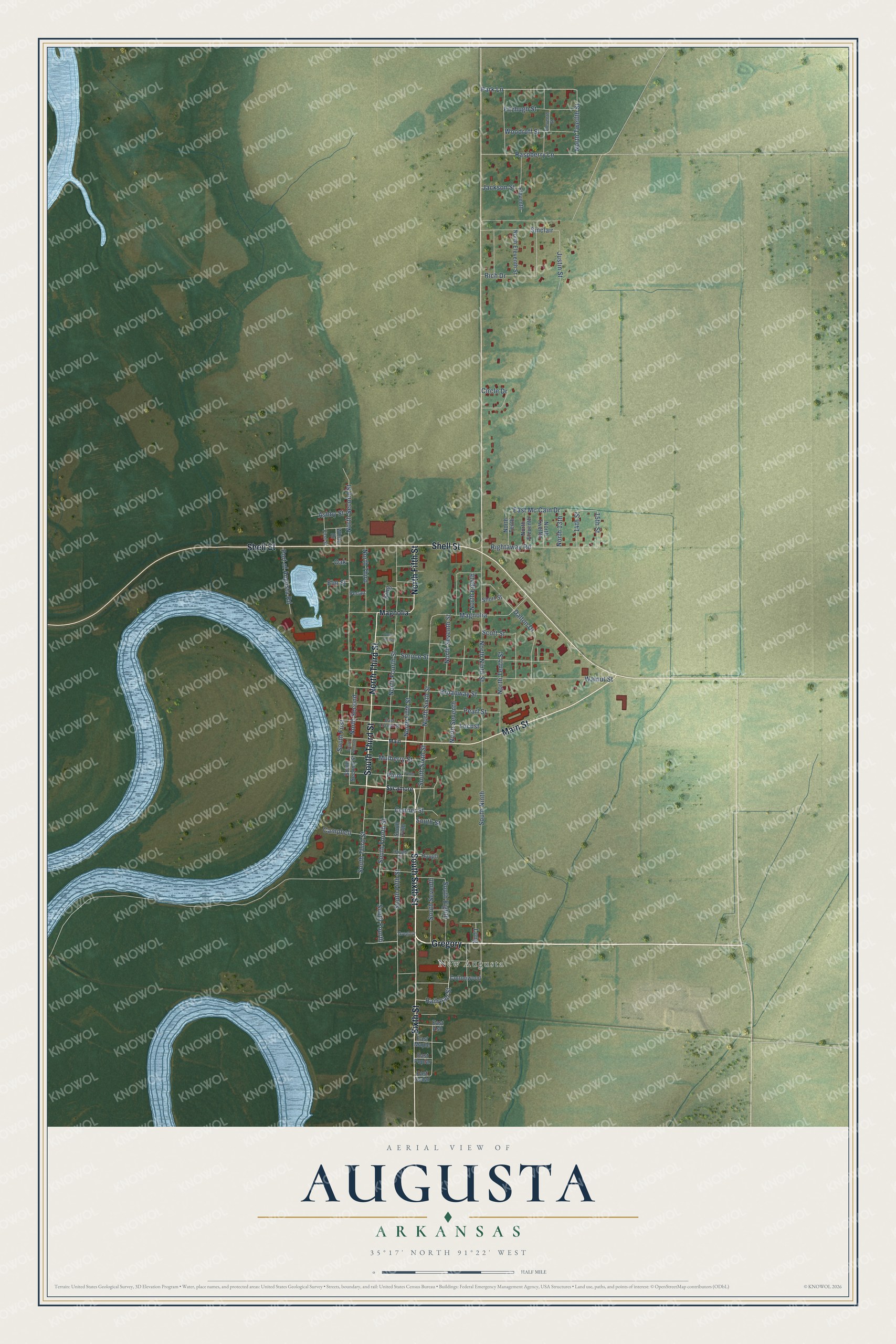 Watermarked full-map preview of Augusta, Arkansas