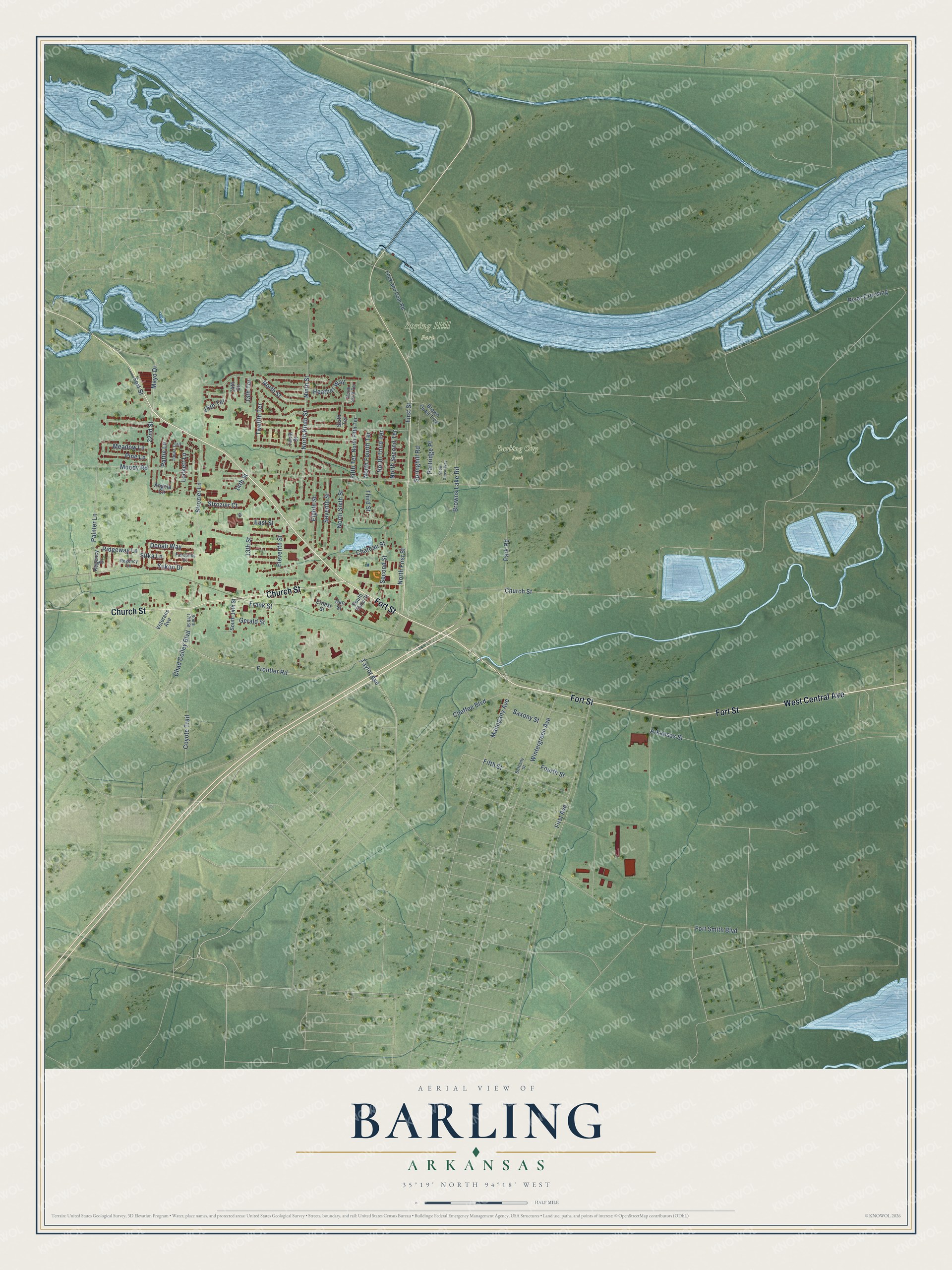 Watermarked full-map preview of Barling, Arkansas