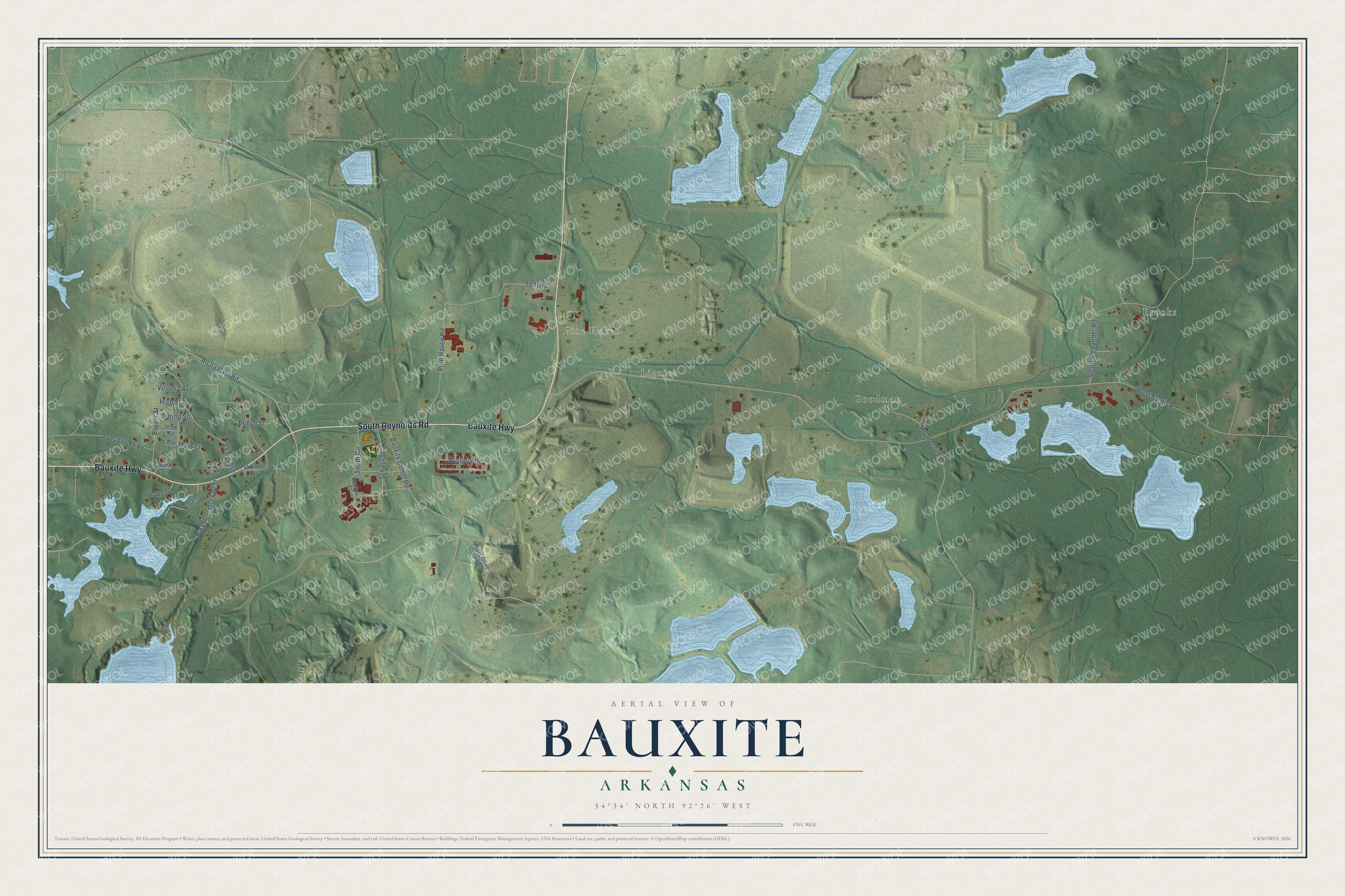Watermarked full-map preview of Bauxite, Arkansas
