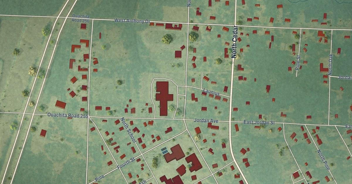 Map of Bearden, Arkansas in 2026