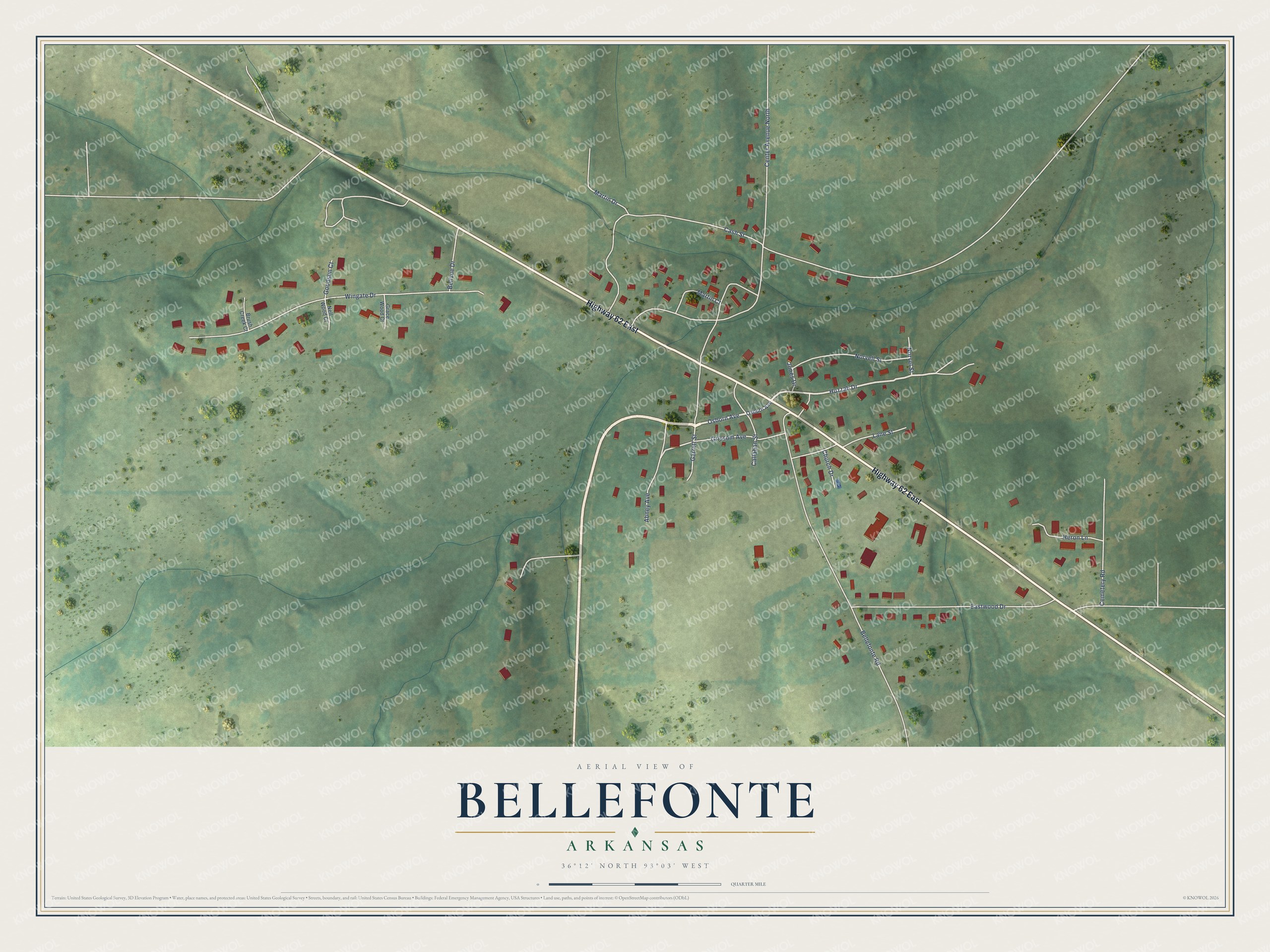 Watermarked full-map preview of Bellefonte, Arkansas