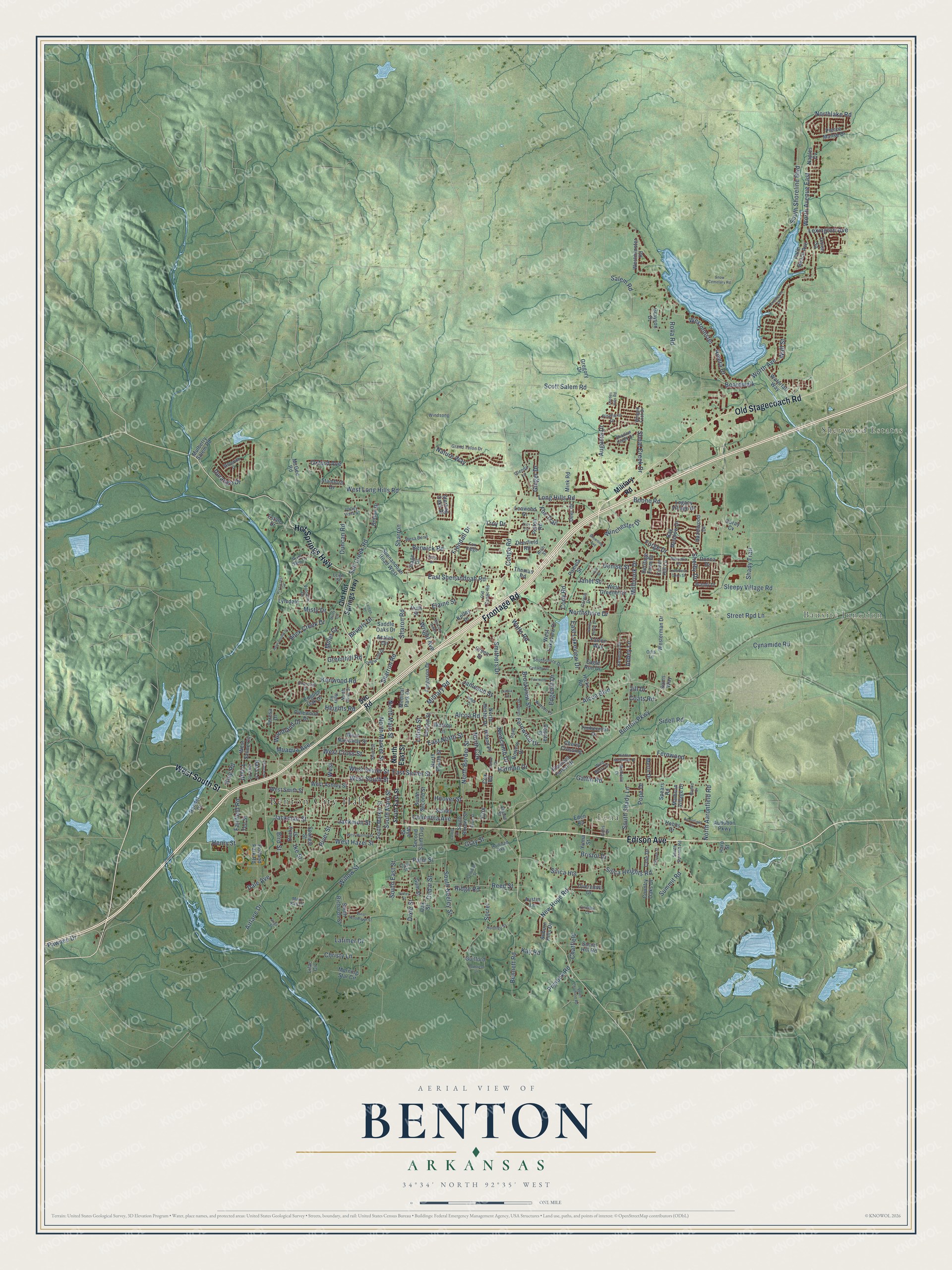Watermarked full-map preview of Benton, Arkansas