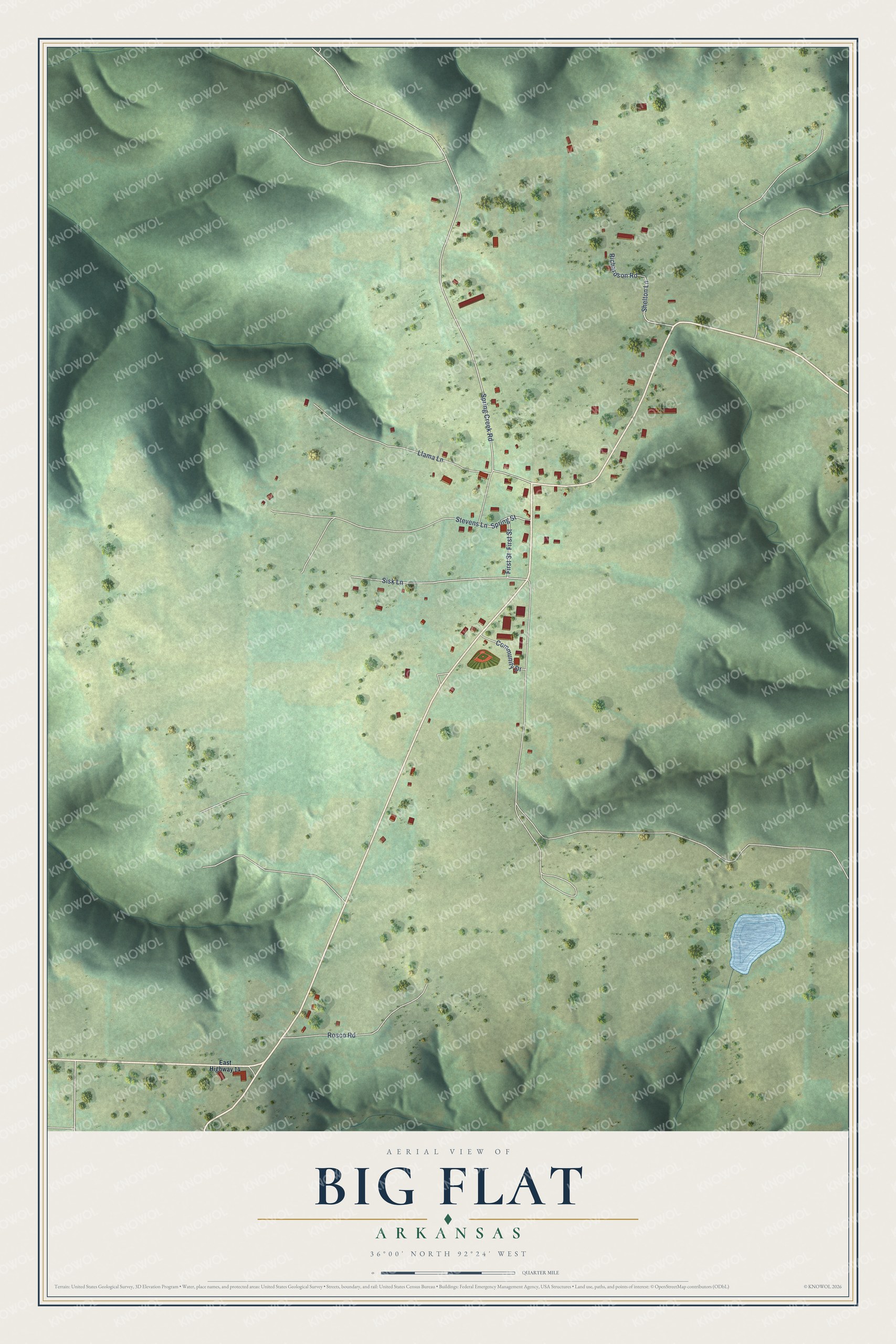 Watermarked full-map preview of Big Flat, Arkansas