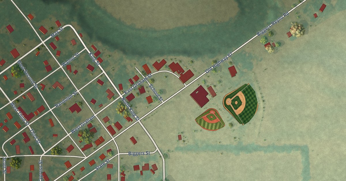 Map of Biggers, Arkansas in 2026