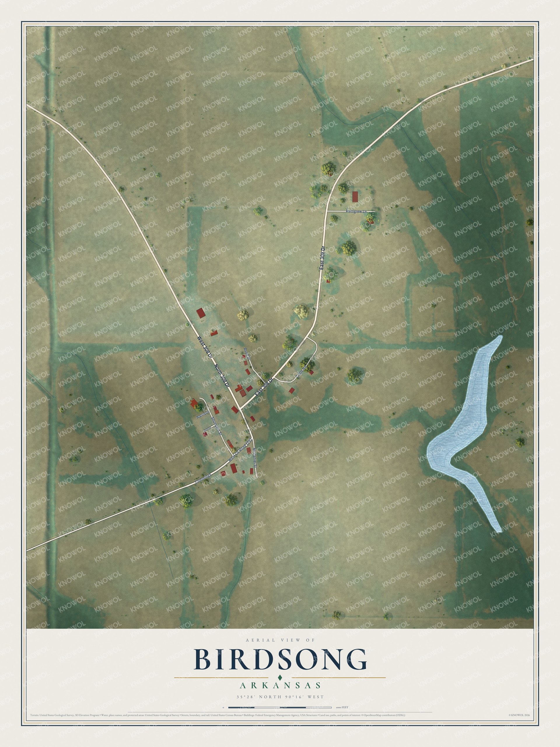 Watermarked full-map preview of Birdsong, Arkansas
