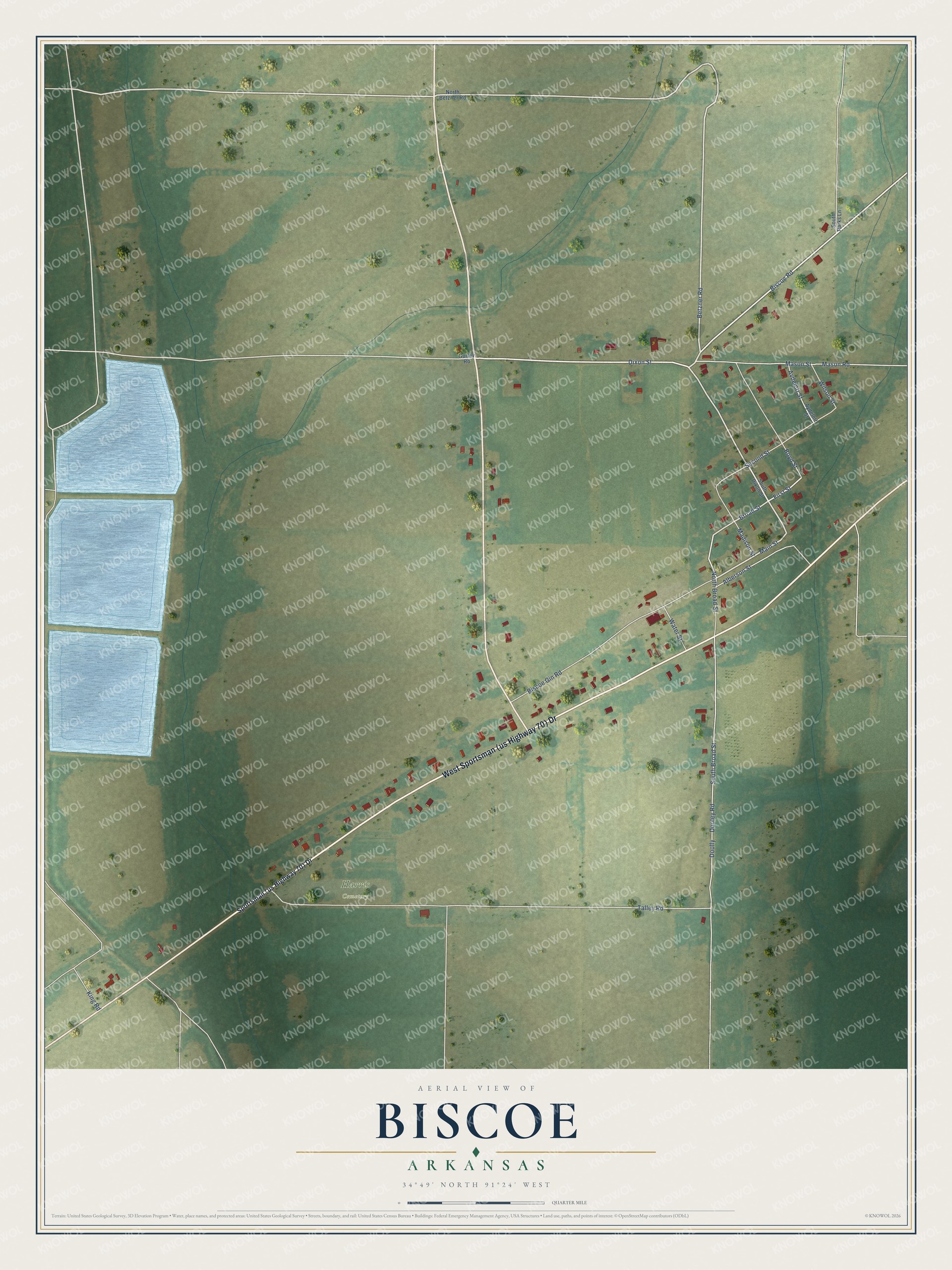 Watermarked full-map preview of Biscoe, Arkansas