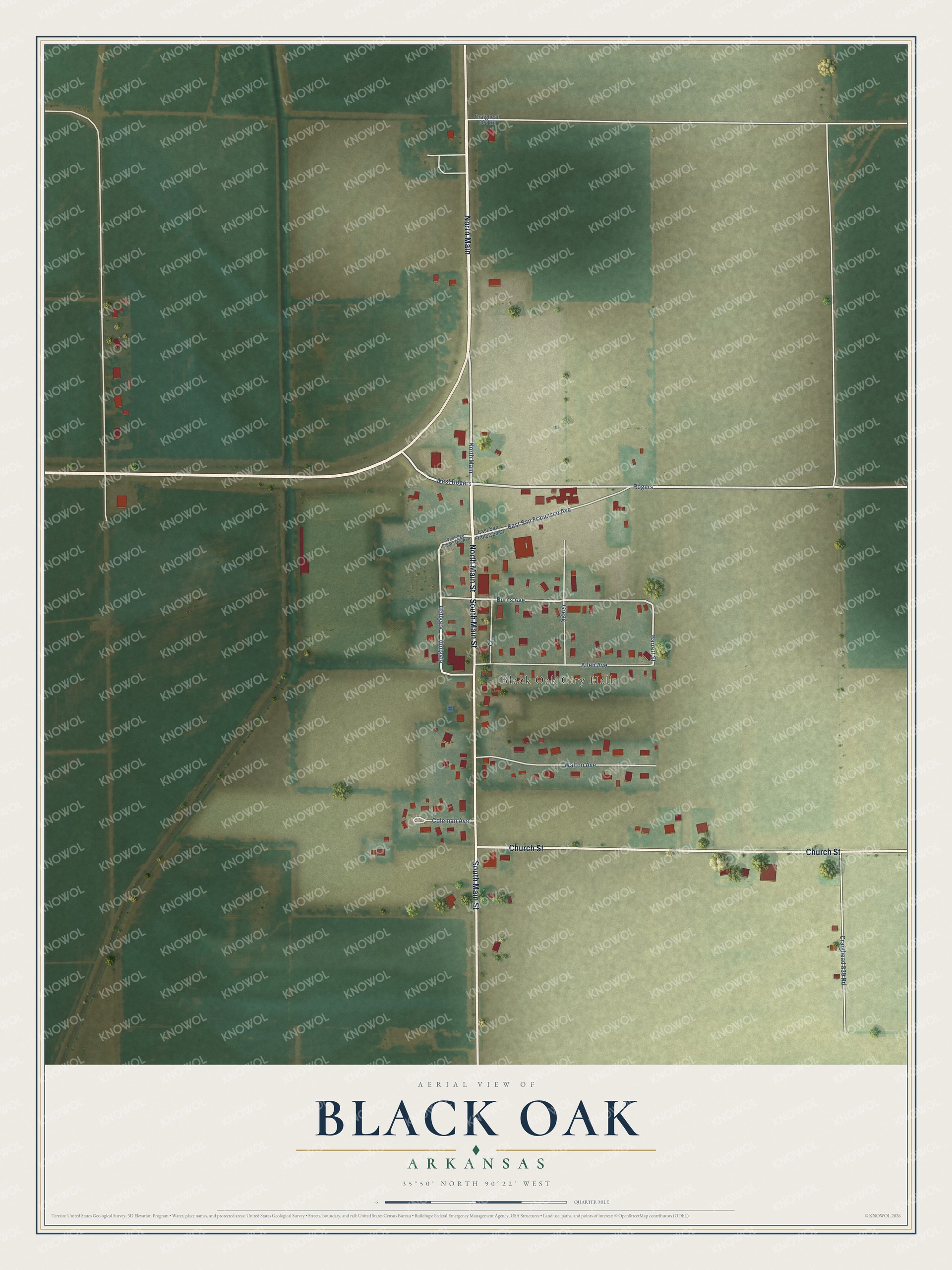 Watermarked full-map preview of Black Oak, Arkansas