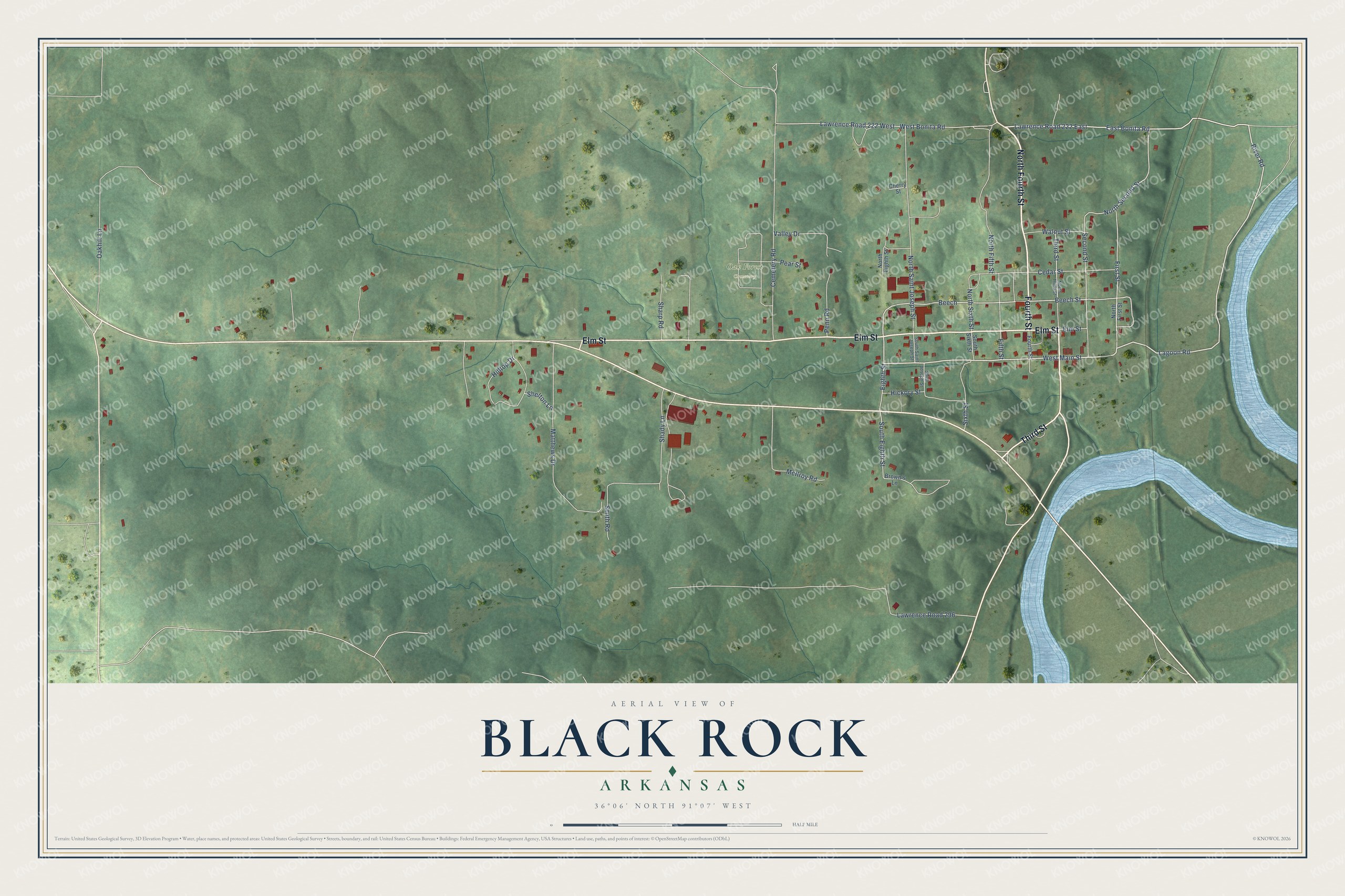 Watermarked full-map preview of Black Rock, Arkansas