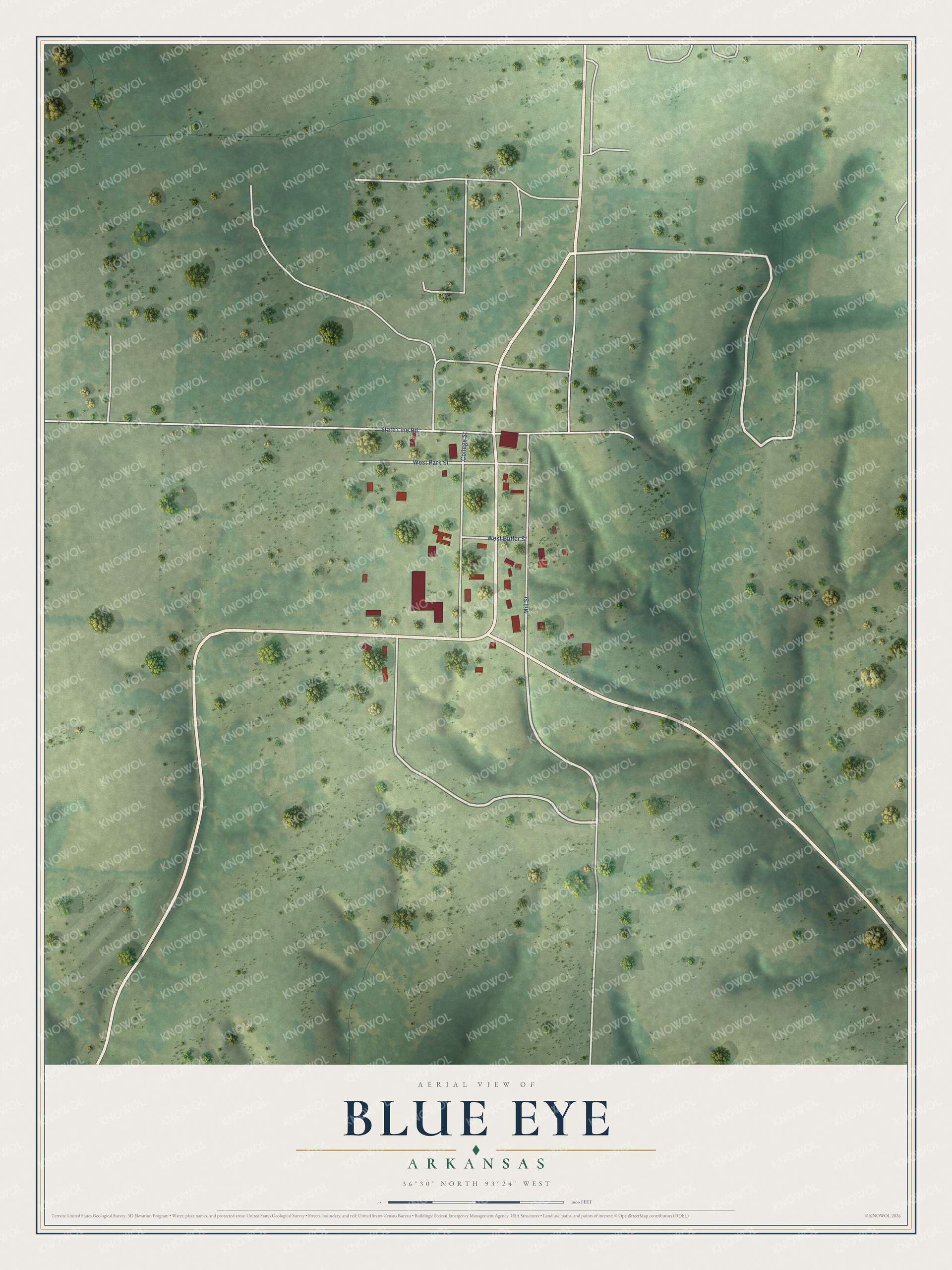 Watermarked full-map preview of Blue Eye, Arkansas