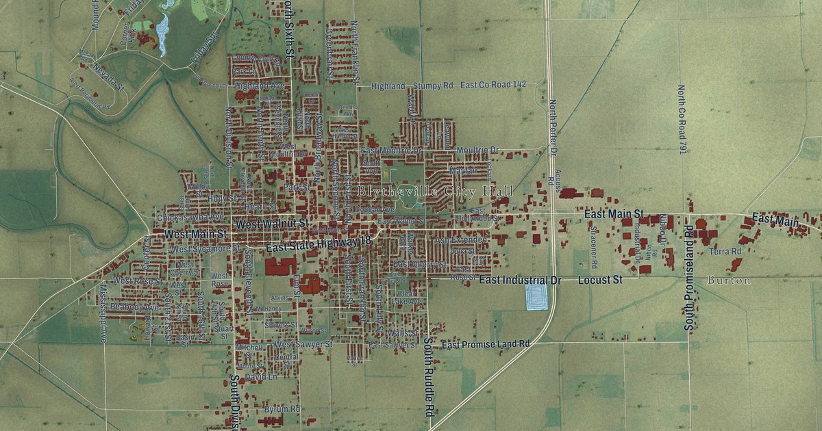 Map of Blytheville, Arkansas in 2026