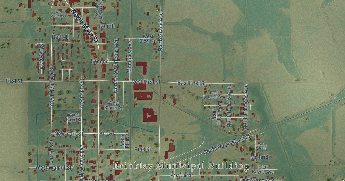 Map of Brinkley, Arkansas in 2026