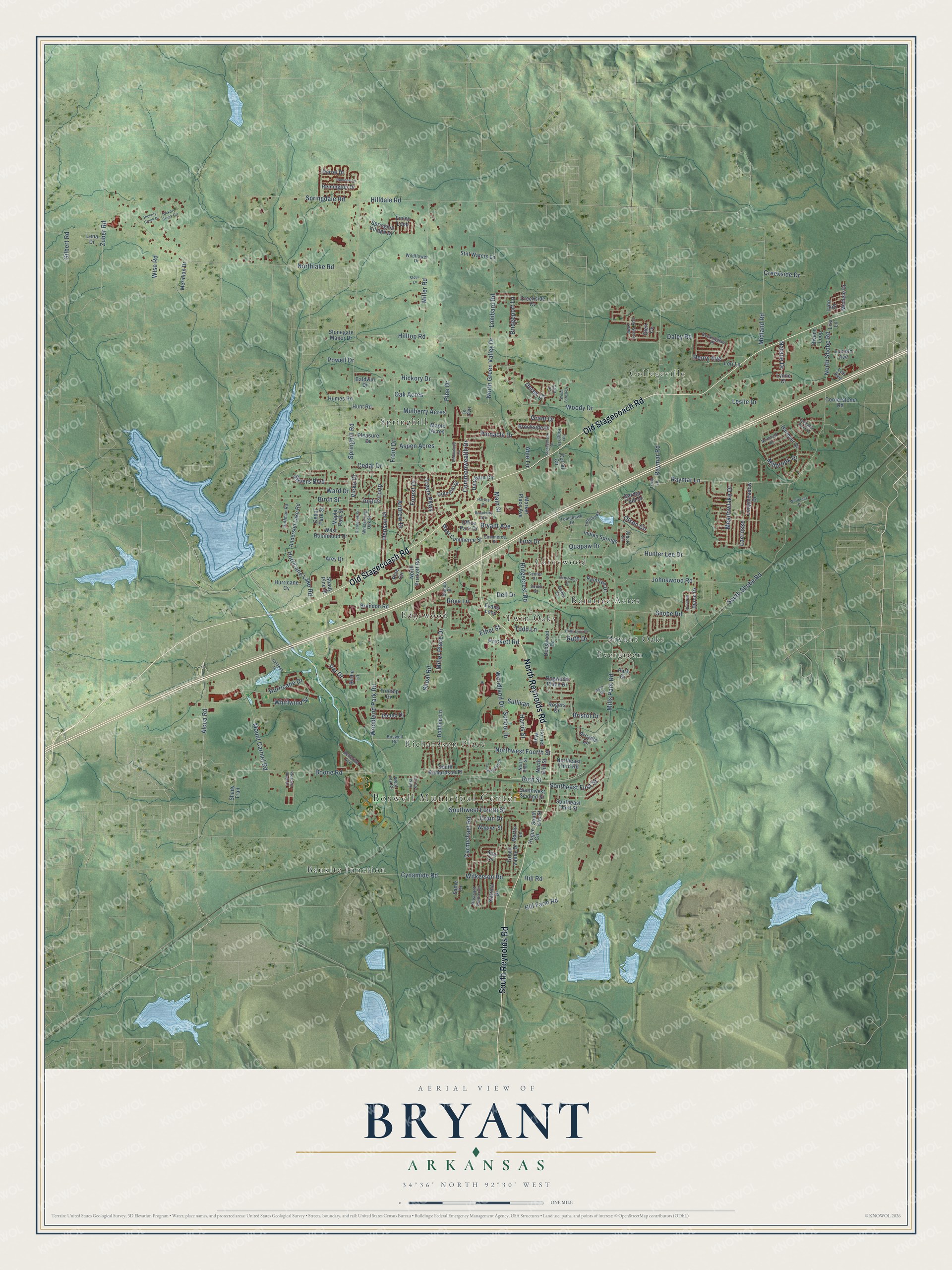 Watermarked full-map preview of Bryant, Arkansas