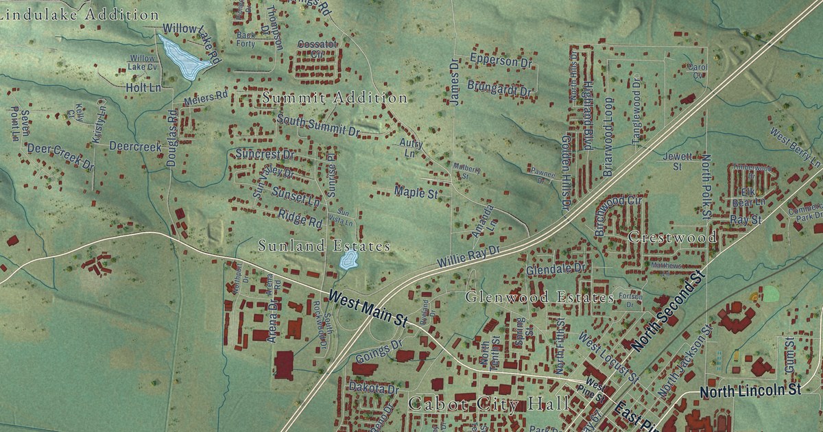 Map of Cabot, Arkansas in 2026