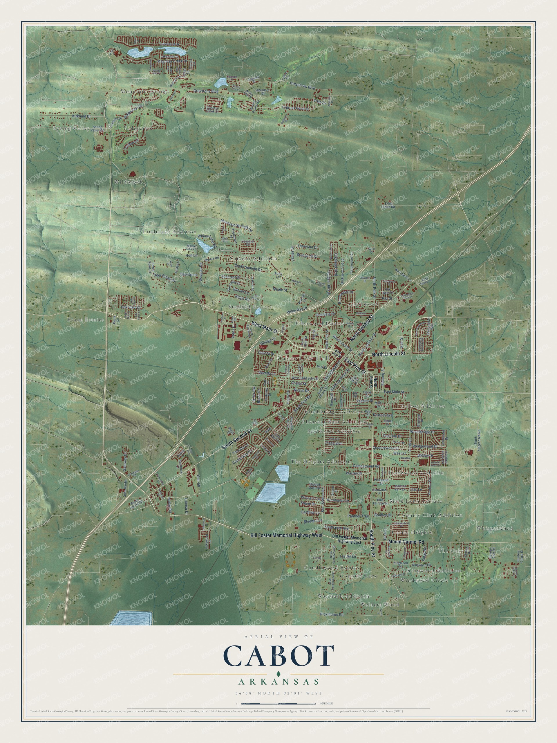 Watermarked full-map preview of Cabot, Arkansas