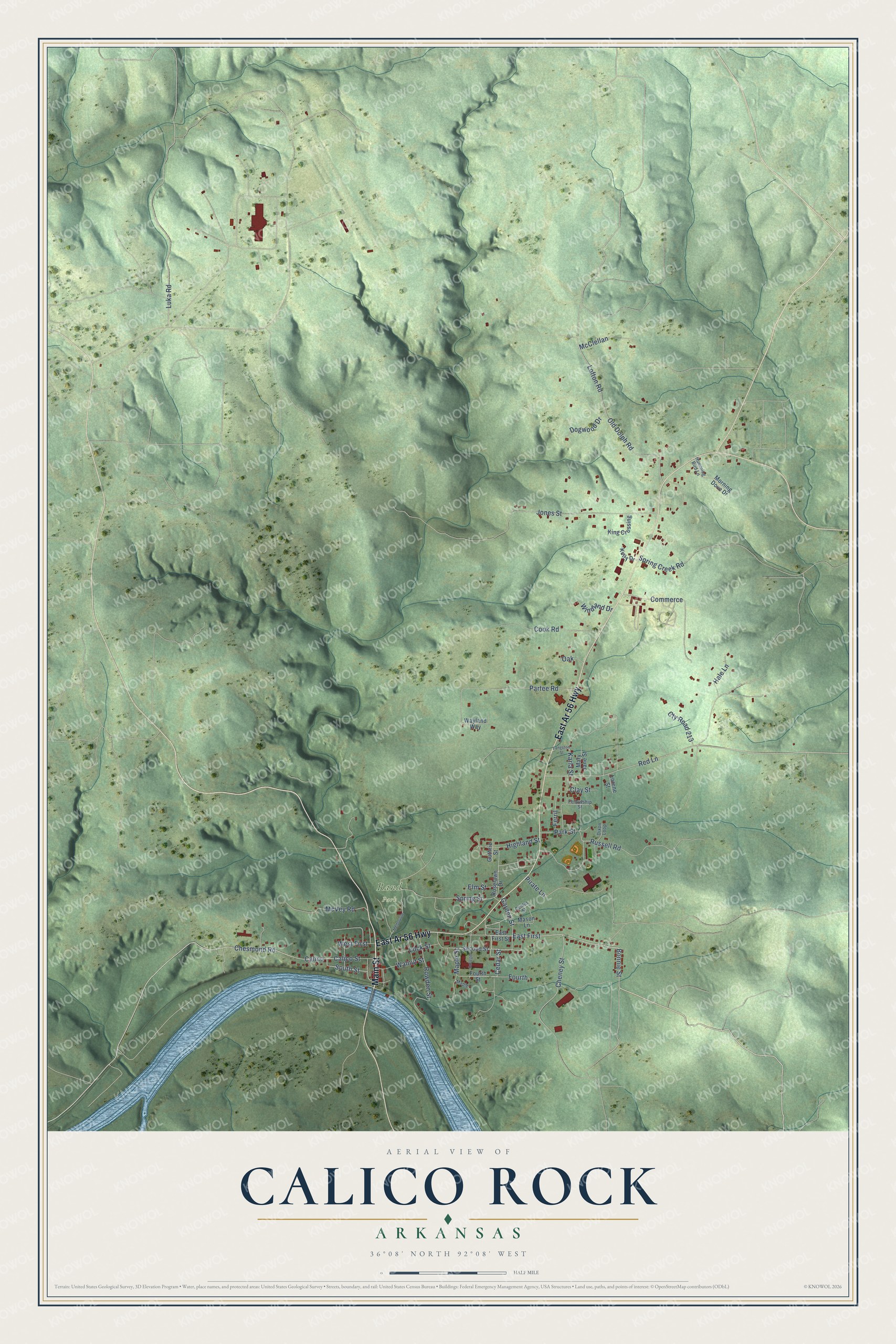 Watermarked full-map preview of Calico Rock, Arkansas