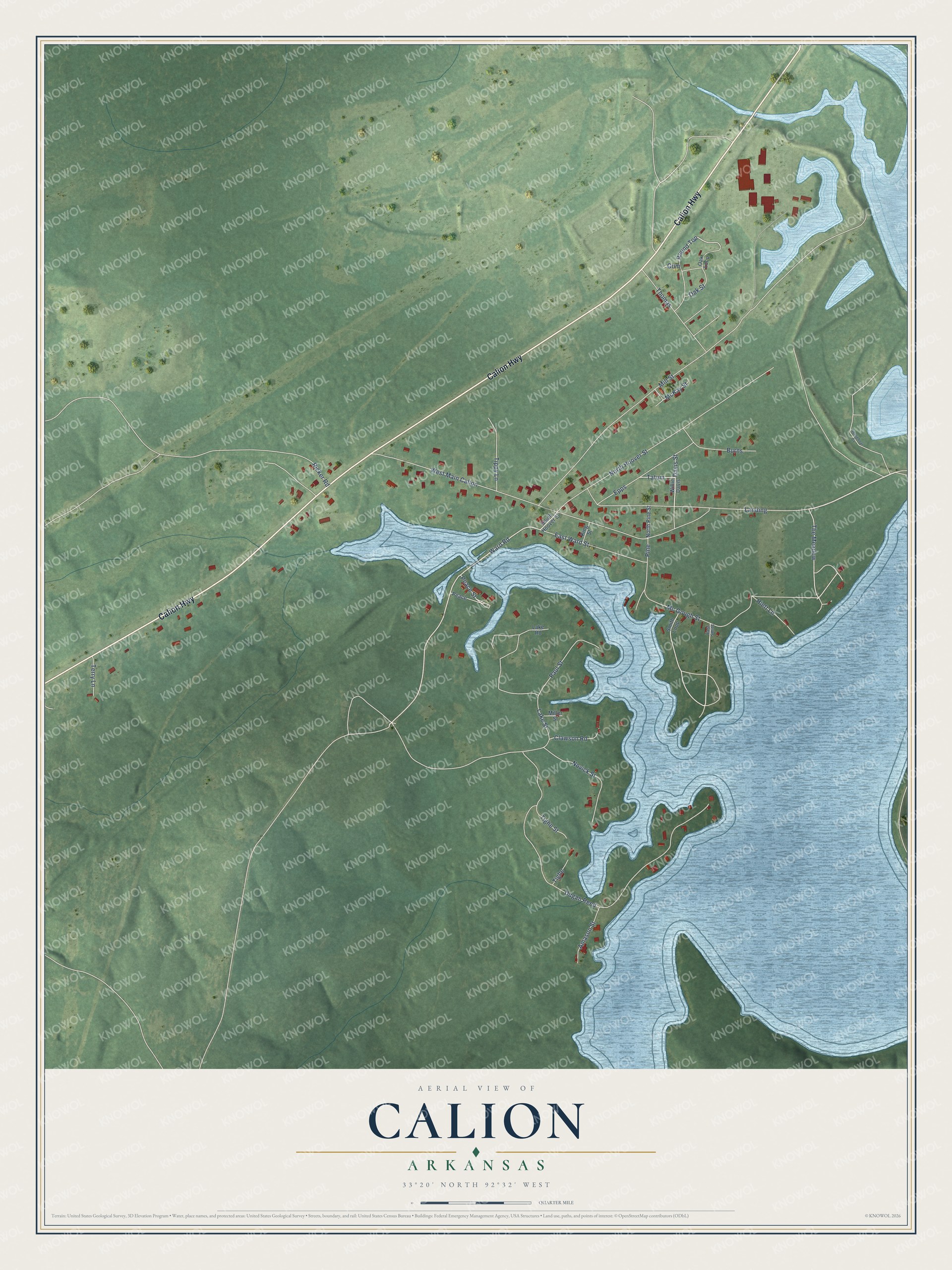Watermarked full-map preview of Calion, Arkansas