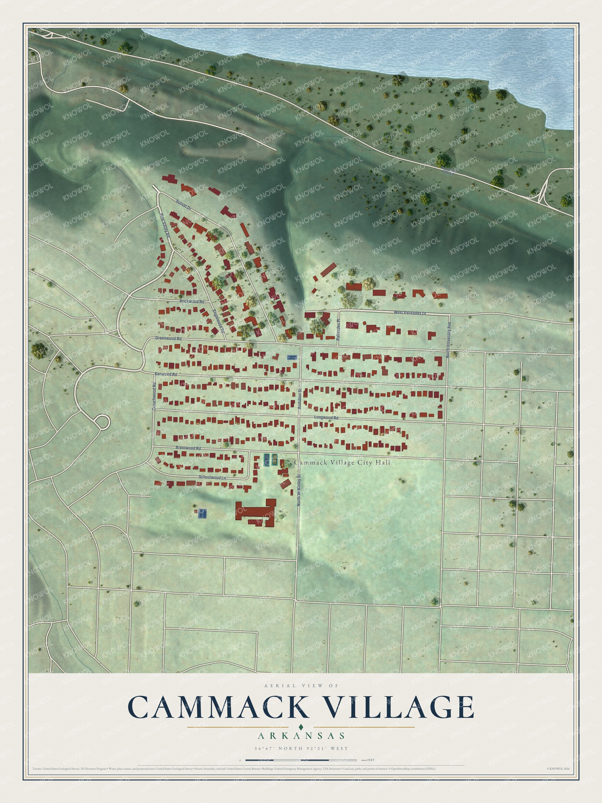 Watermarked full-map preview of Cammack Village, Arkansas