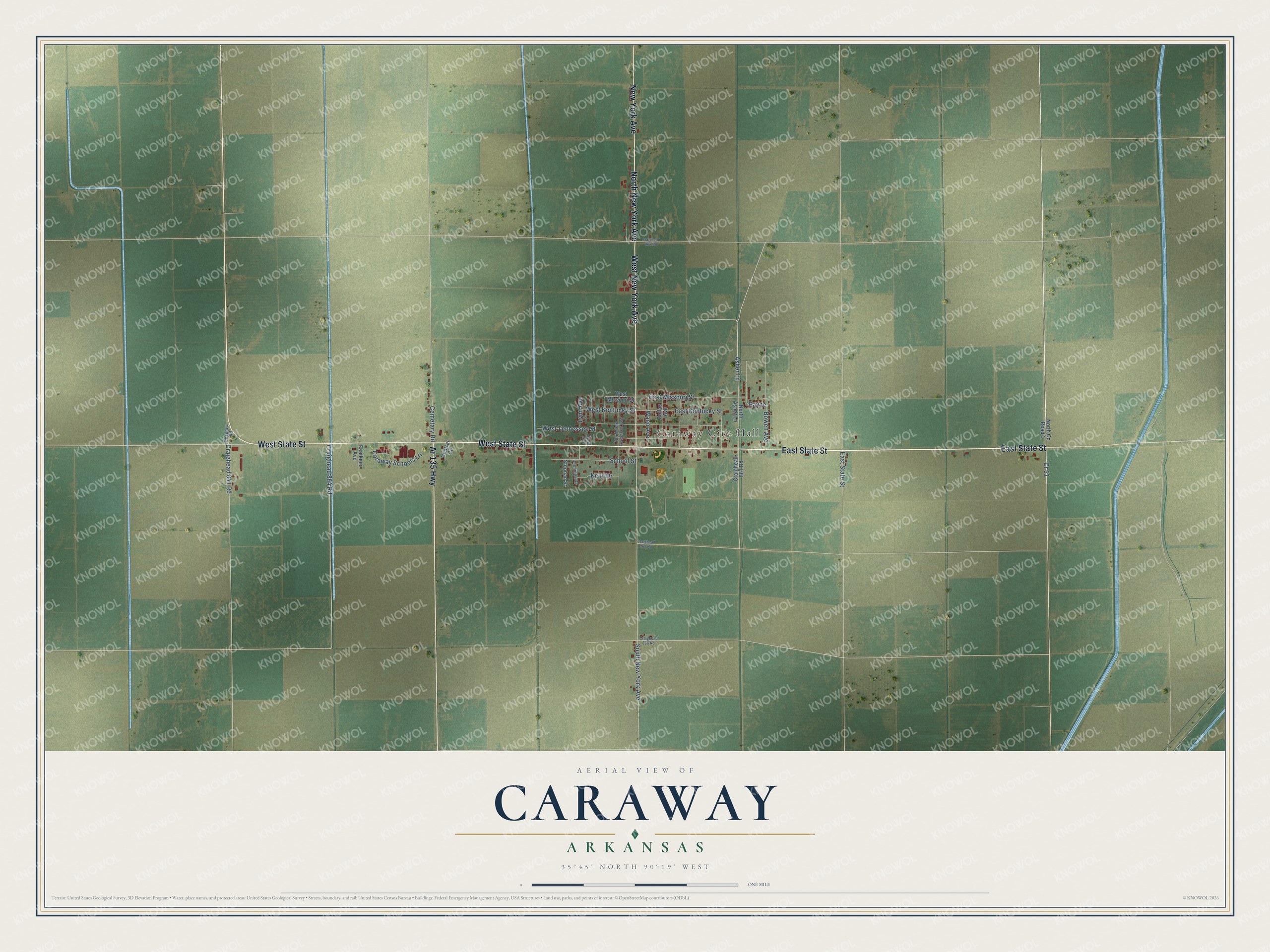 Watermarked full-map preview of Caraway, Arkansas
