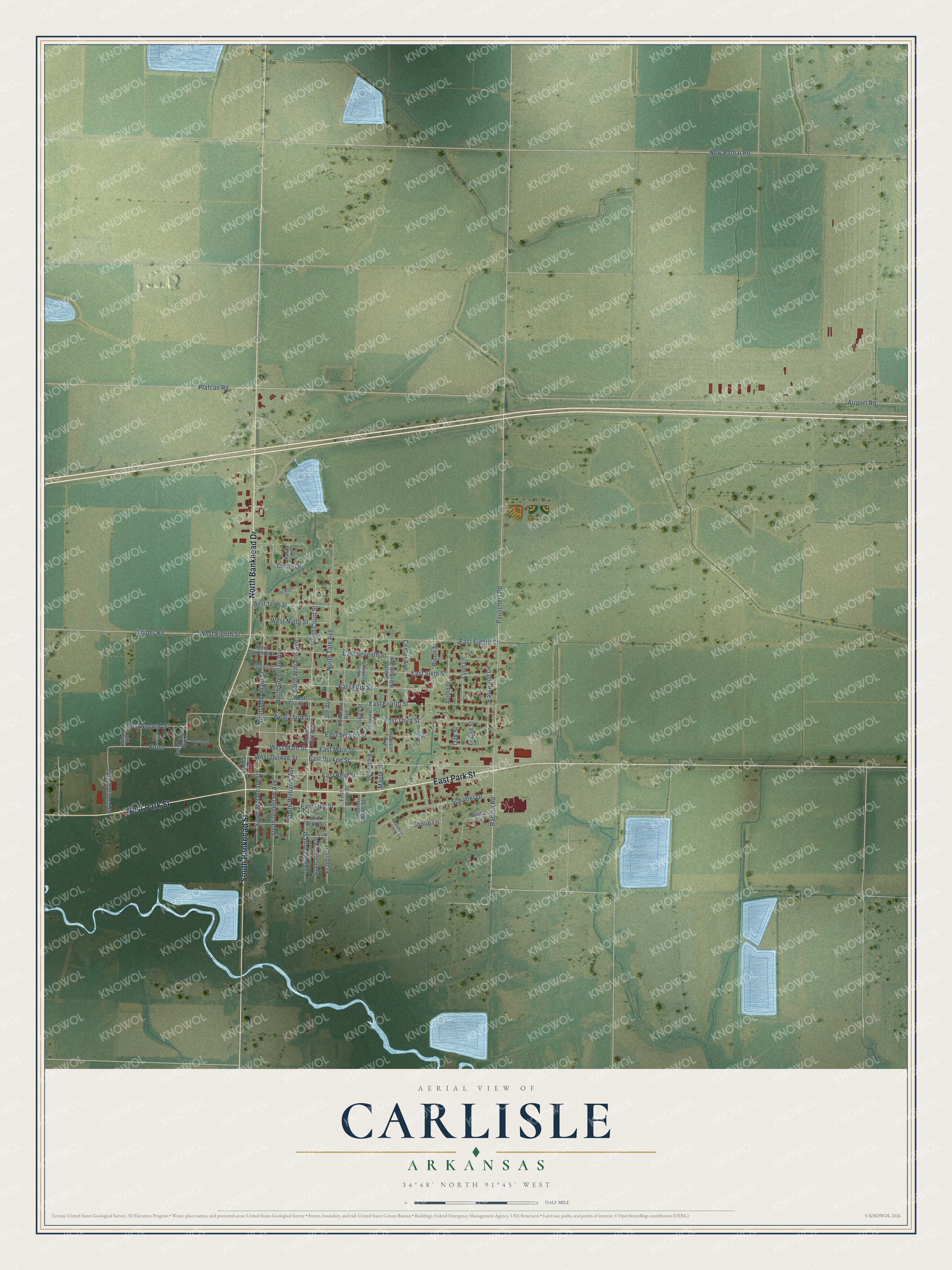 Watermarked full-map preview of Carlisle, Arkansas