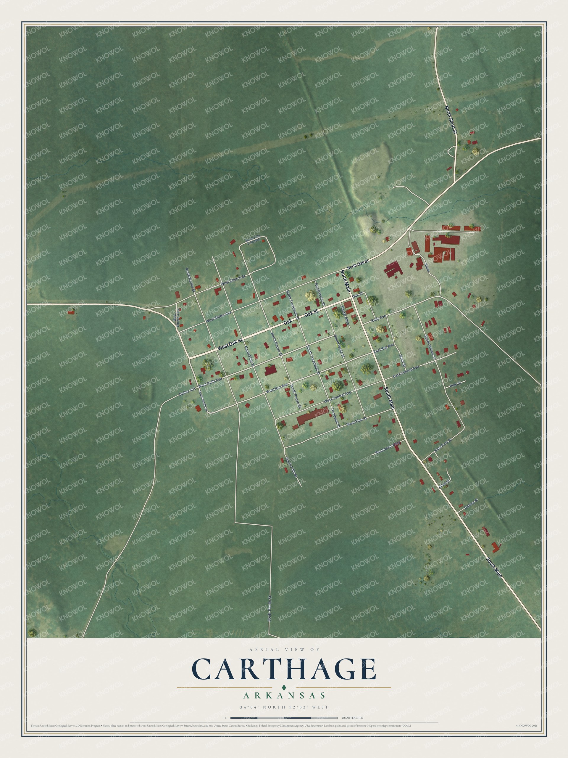 Watermarked full-map preview of Carthage, Arkansas