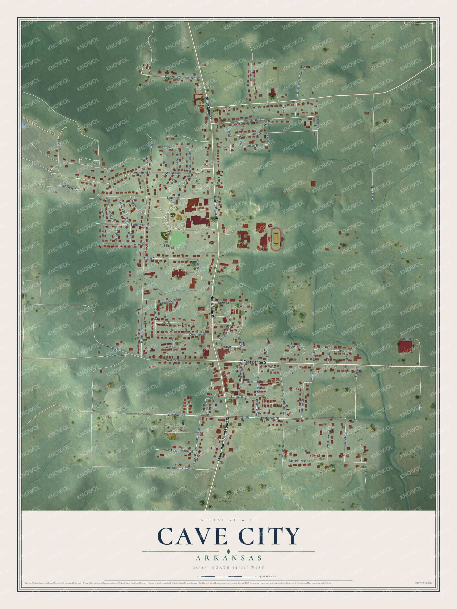 Watermarked full-map preview of Cave City, Arkansas