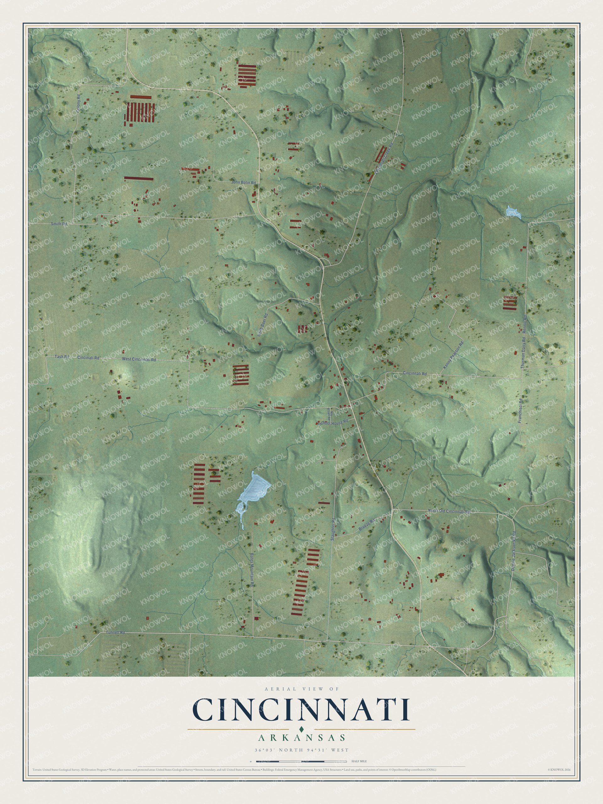 Watermarked full-map preview of Cincinnati, Arkansas