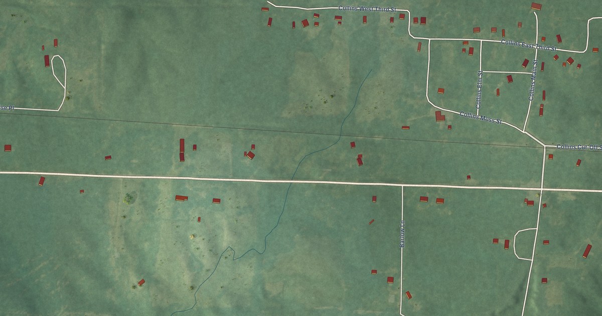 Map of Collins, Arkansas in 2026