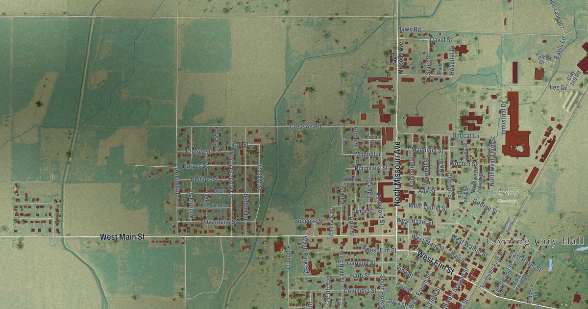 Map of Corning, Arkansas in 2026