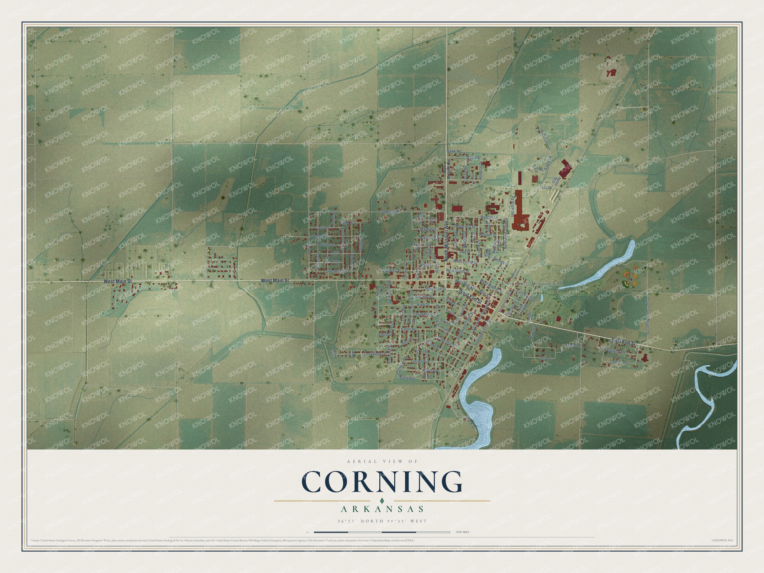 Watermarked full-map preview of Corning, Arkansas