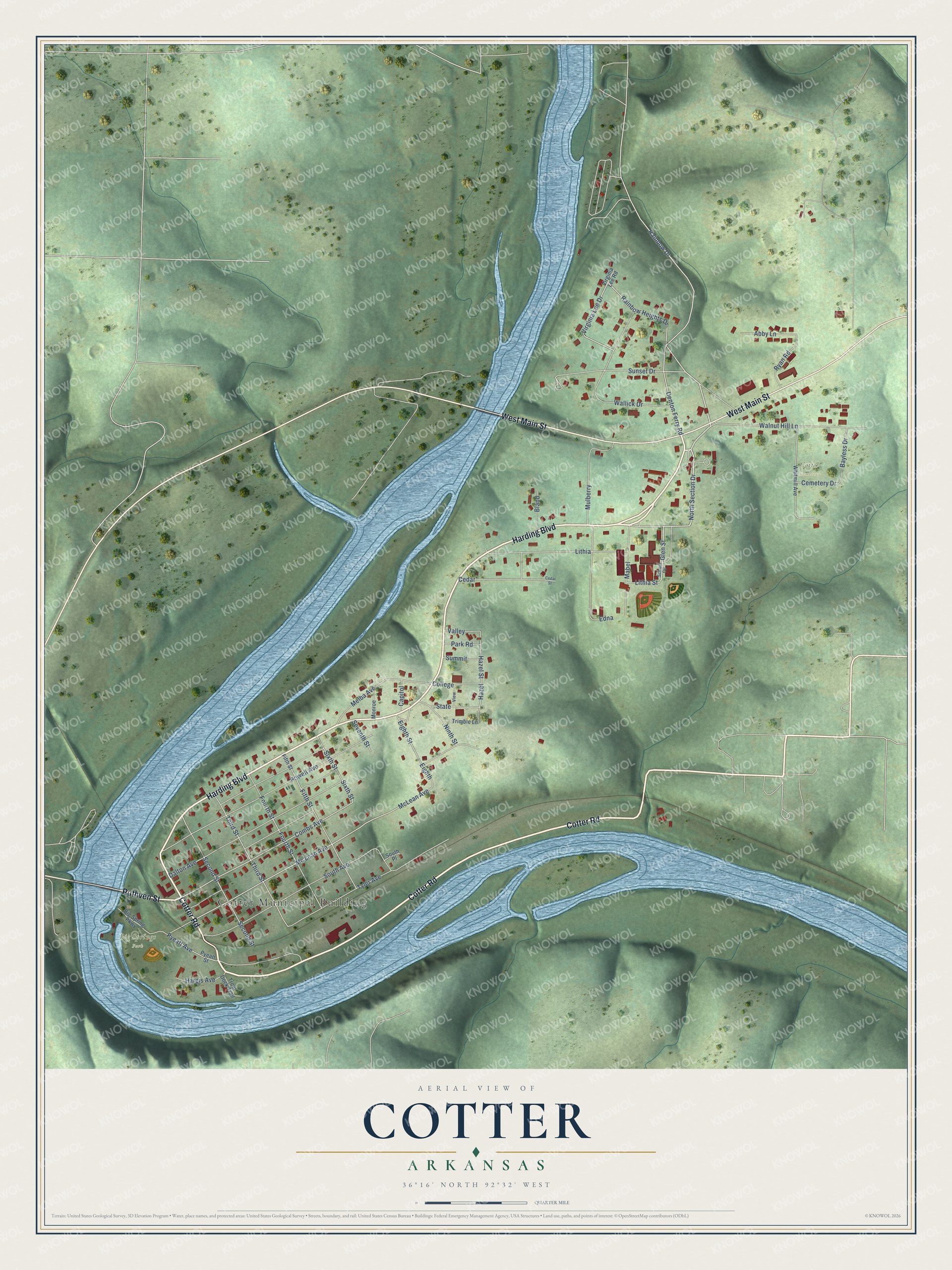 Watermarked full-map preview of Cotter, Arkansas