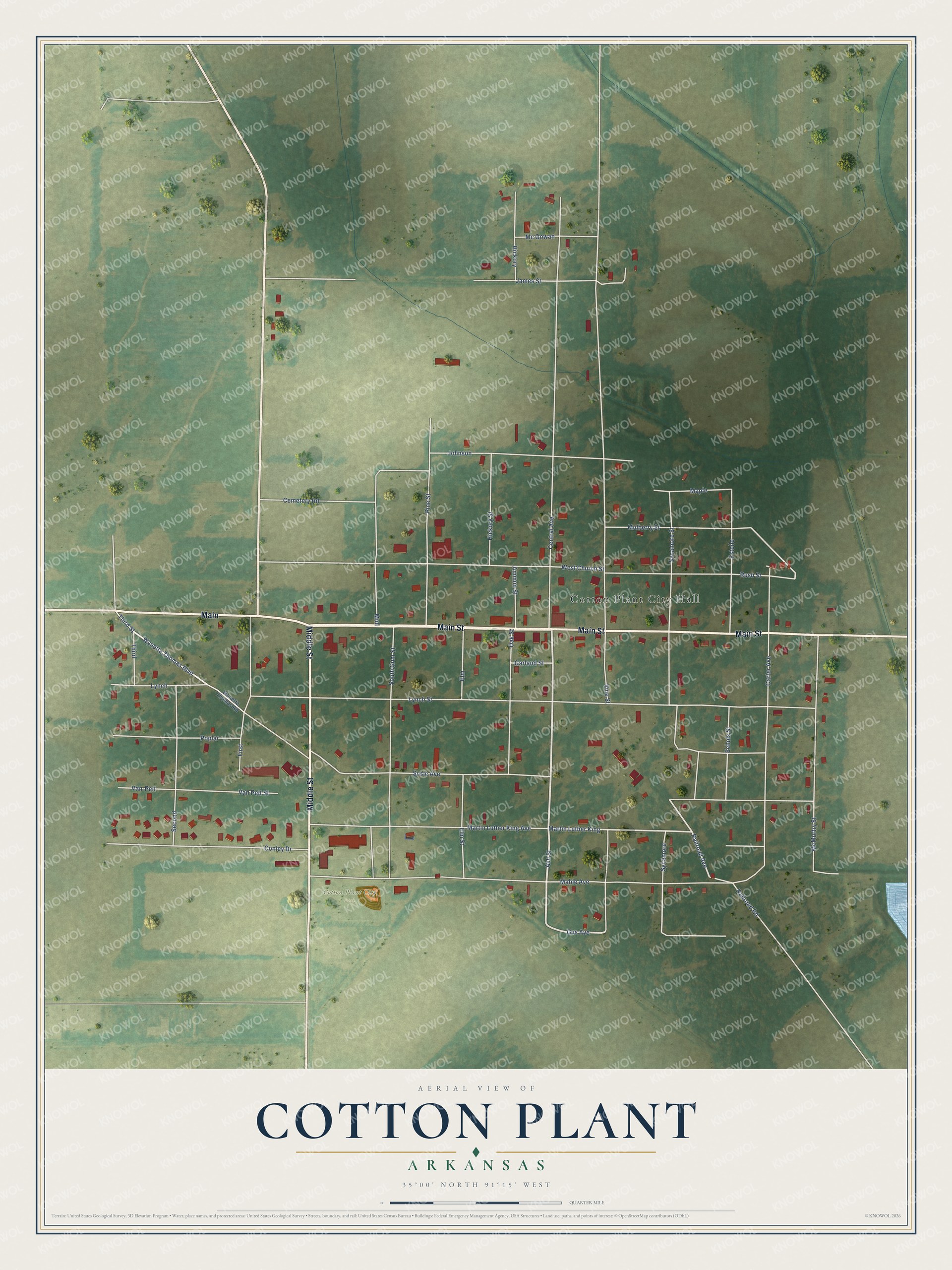 Watermarked full-map preview of Cotton Plant, Arkansas