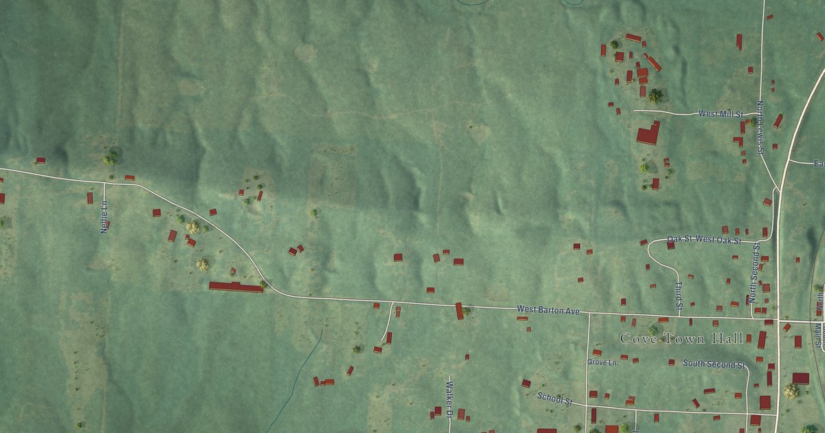 Map of Cove, Arkansas in 2026