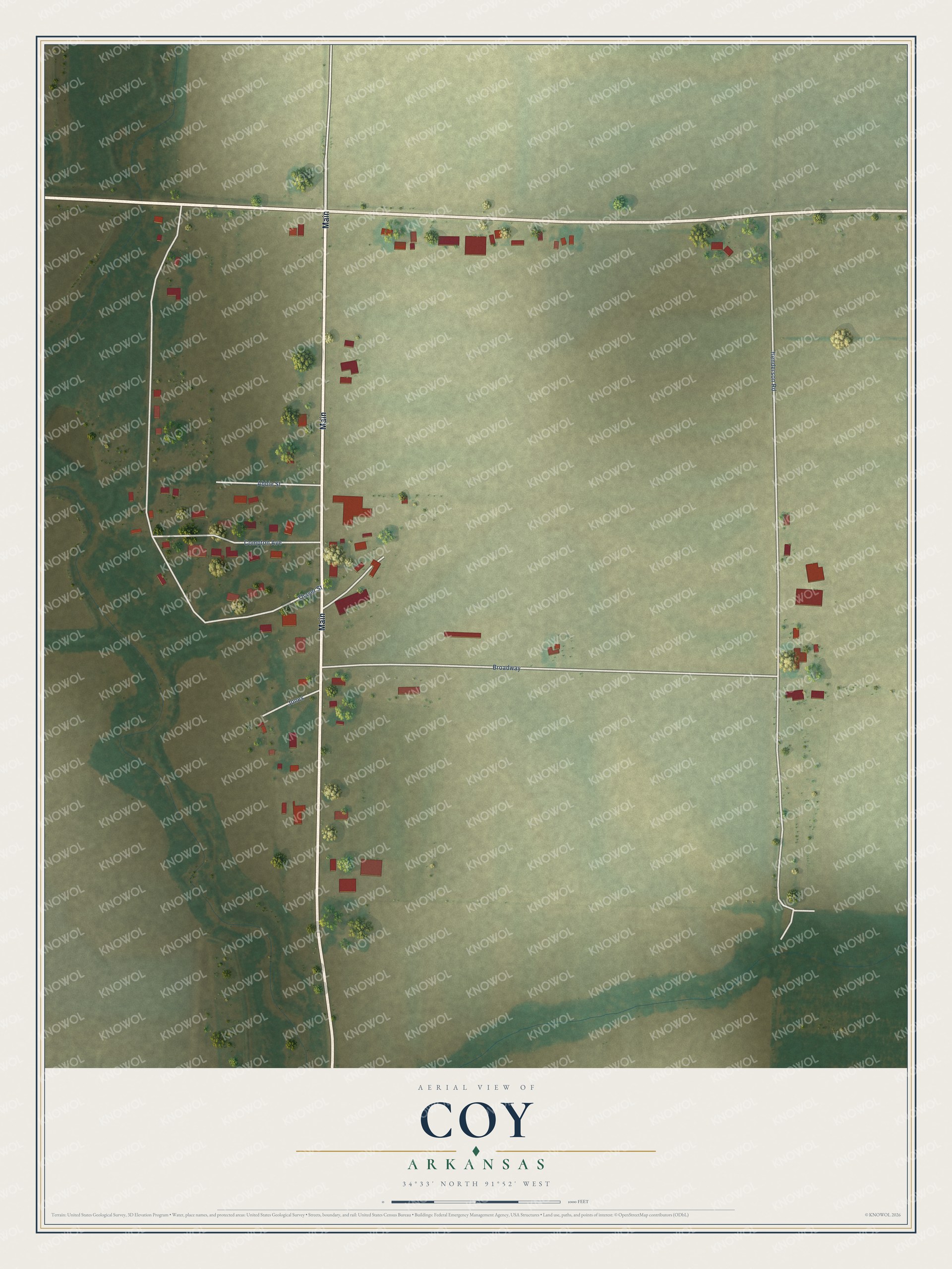 Watermarked full-map preview of Coy, Arkansas