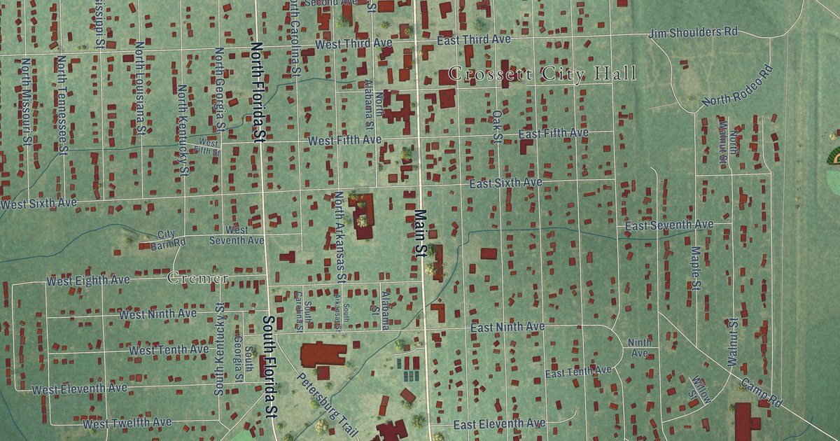 Map of Crossett, Arkansas in 2026
