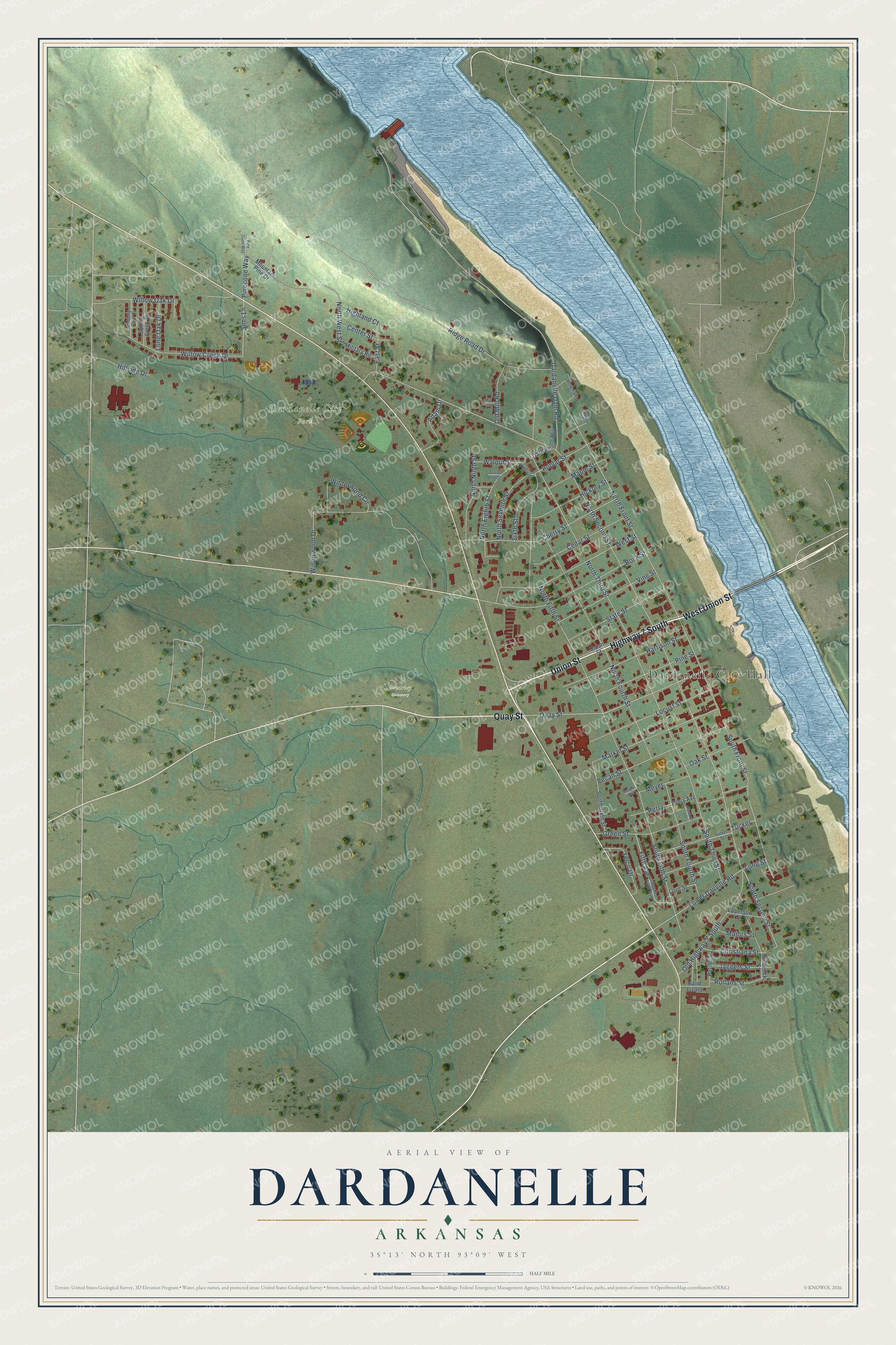 Watermarked full-map preview of Dardanelle, Arkansas