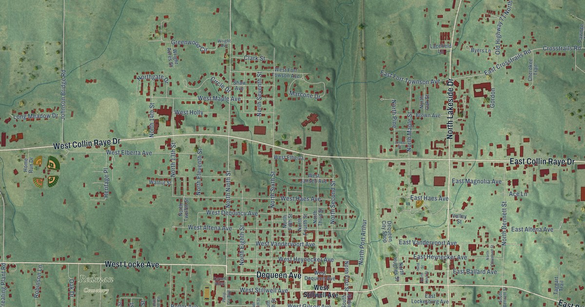 Map of De Queen, Arkansas in 2026