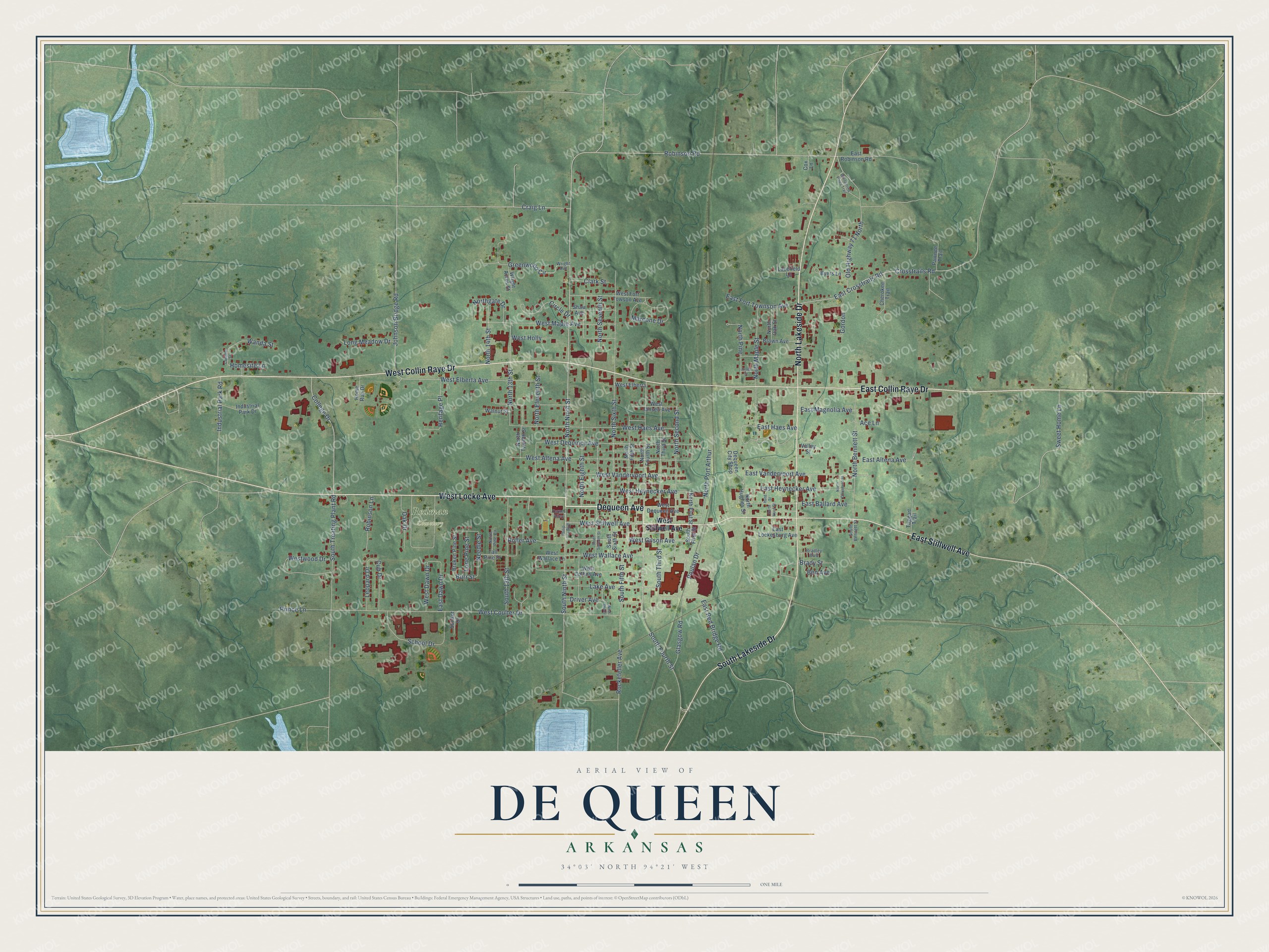 Watermarked full-map preview of De Queen, Arkansas