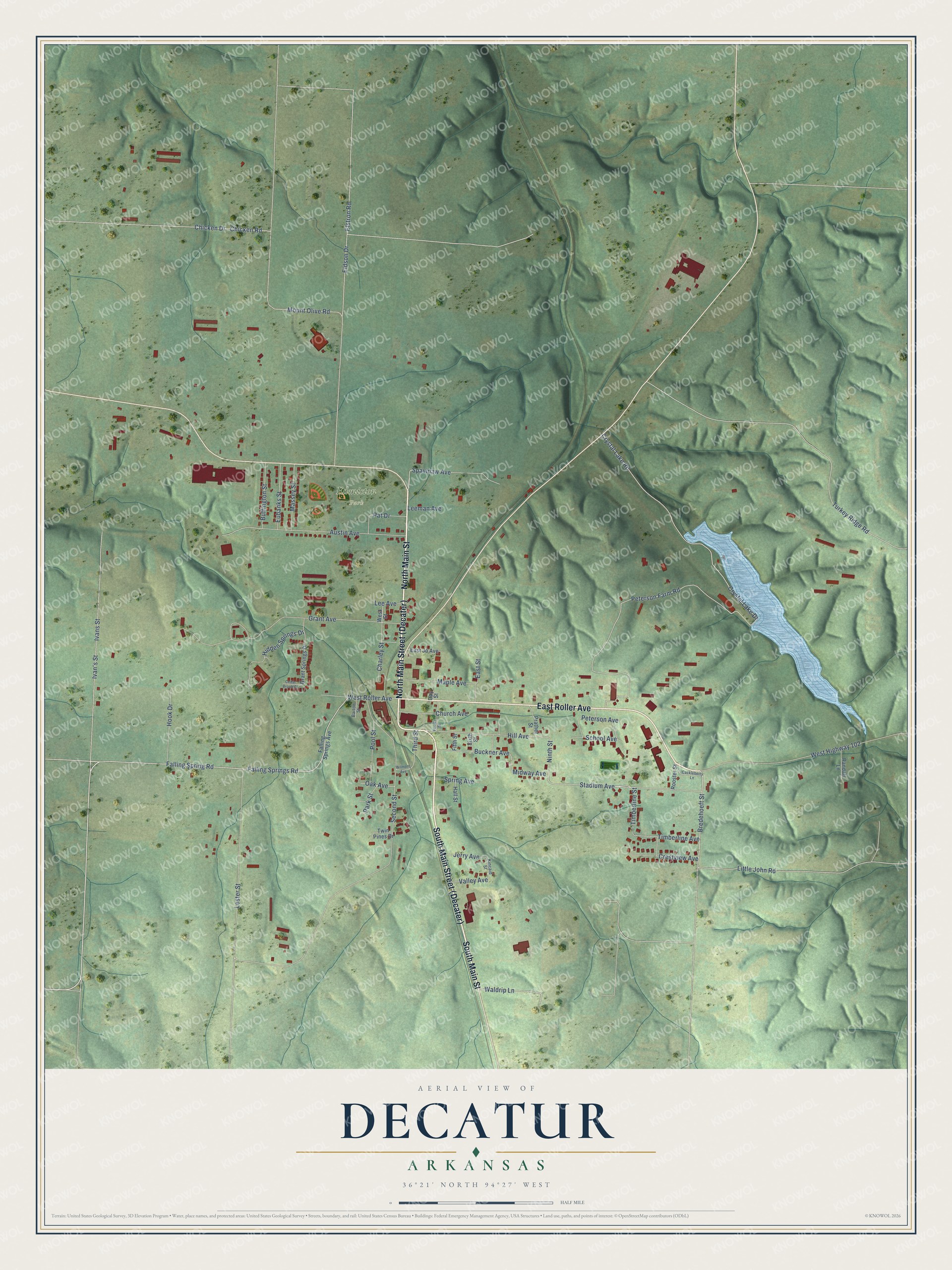 Watermarked full-map preview of Decatur, Arkansas