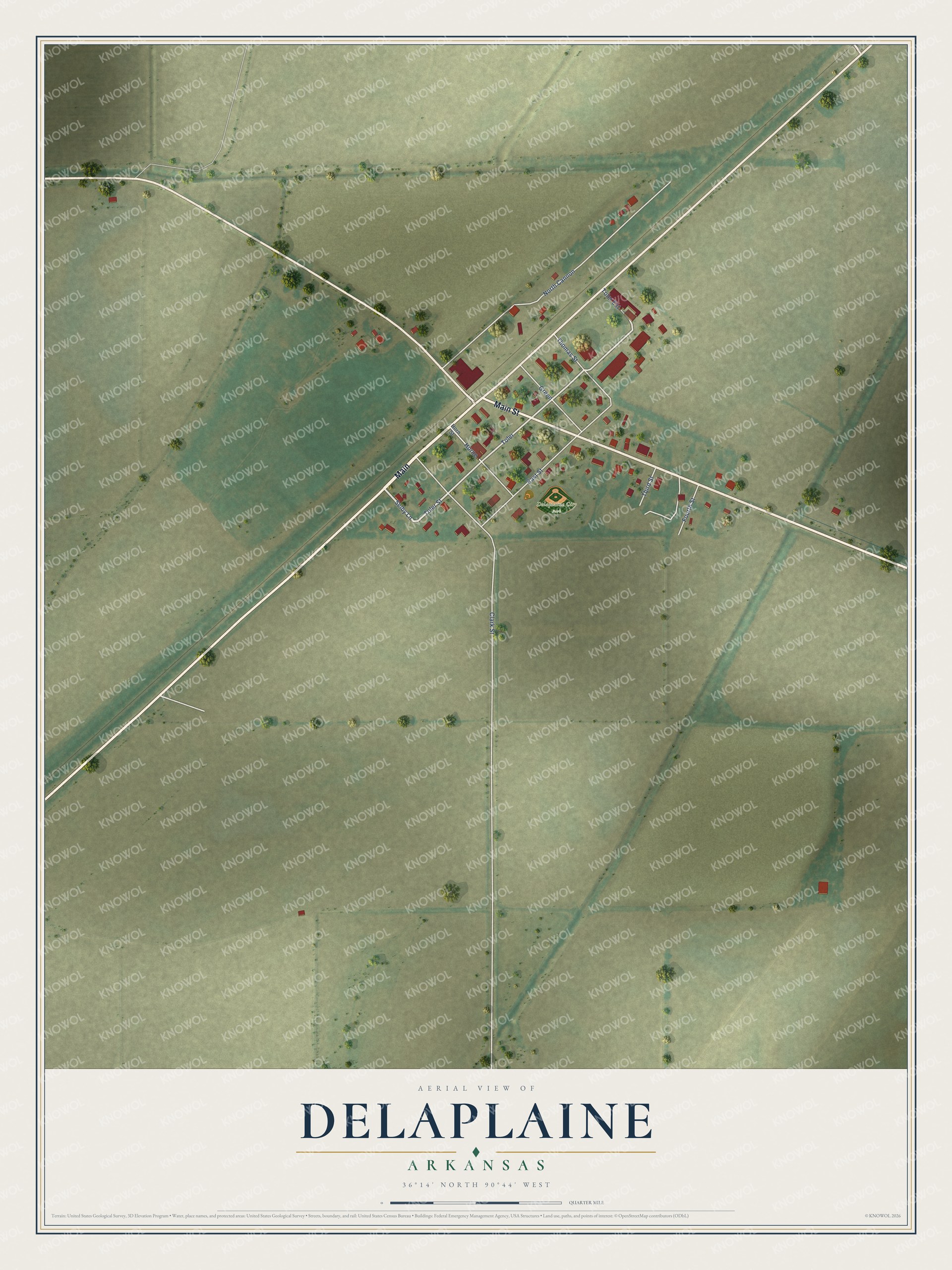 Watermarked full-map preview of Delaplaine, Arkansas