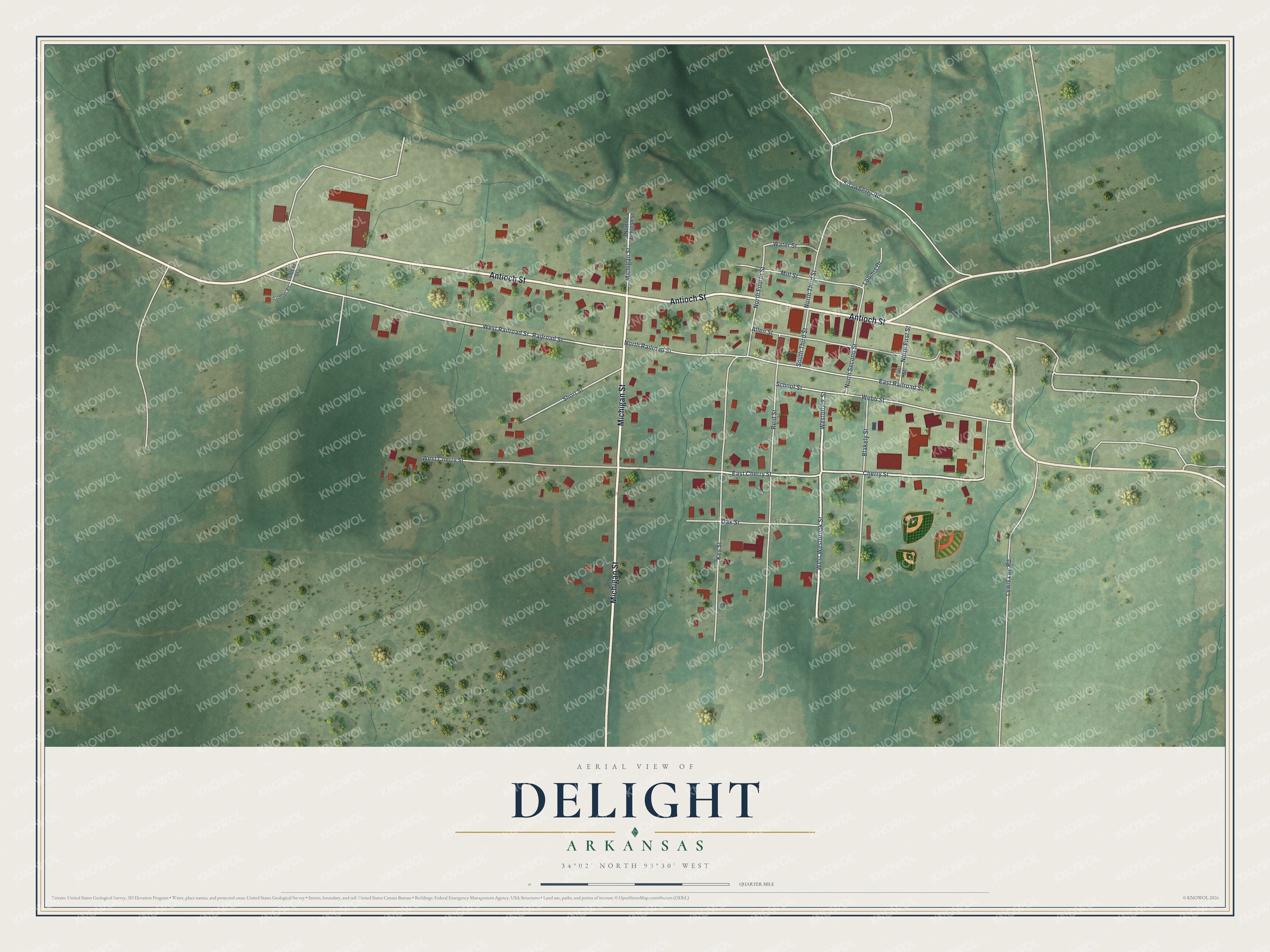 Watermarked full-map preview of Delight, Arkansas