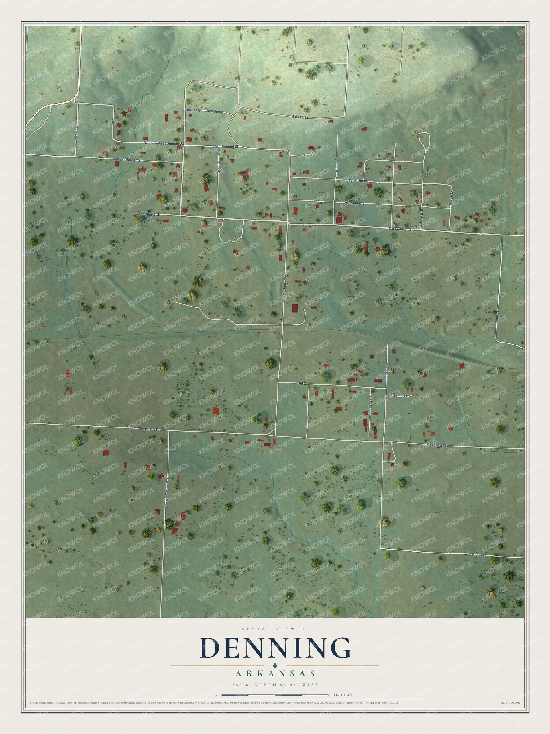 Watermarked full-map preview of Denning, Arkansas