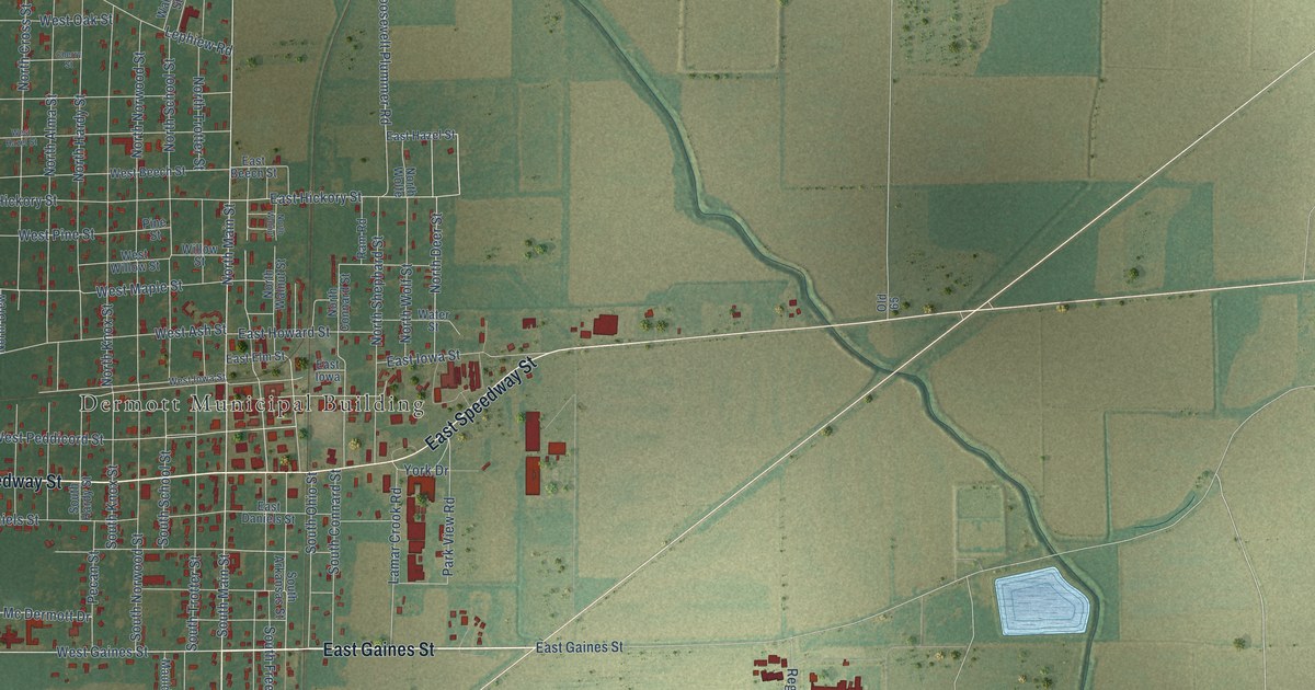 Map of Dermott, Arkansas in 2026