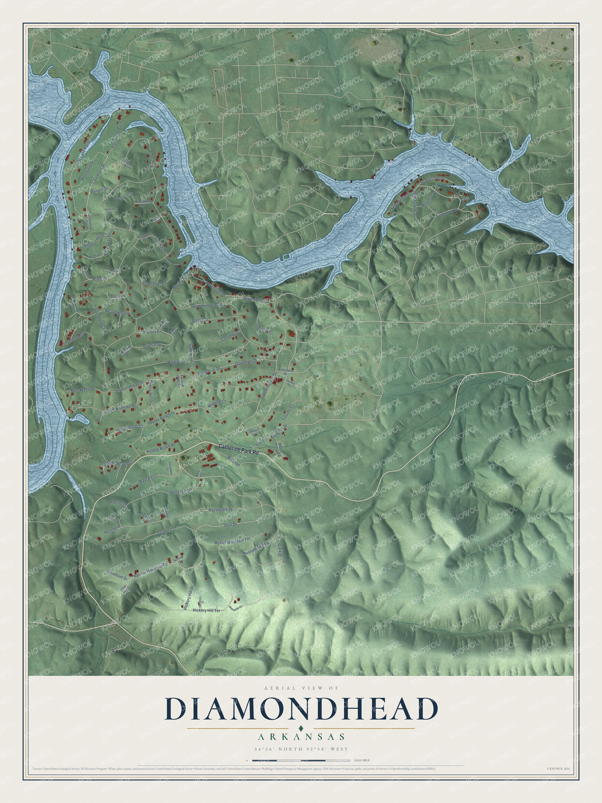 Watermarked full-map preview of Diamondhead, Arkansas