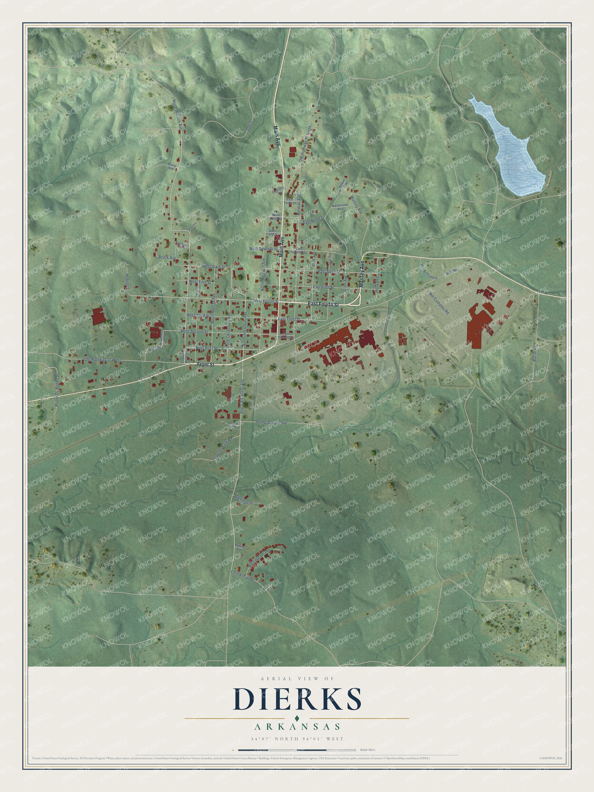 Watermarked full-map preview of Dierks, Arkansas