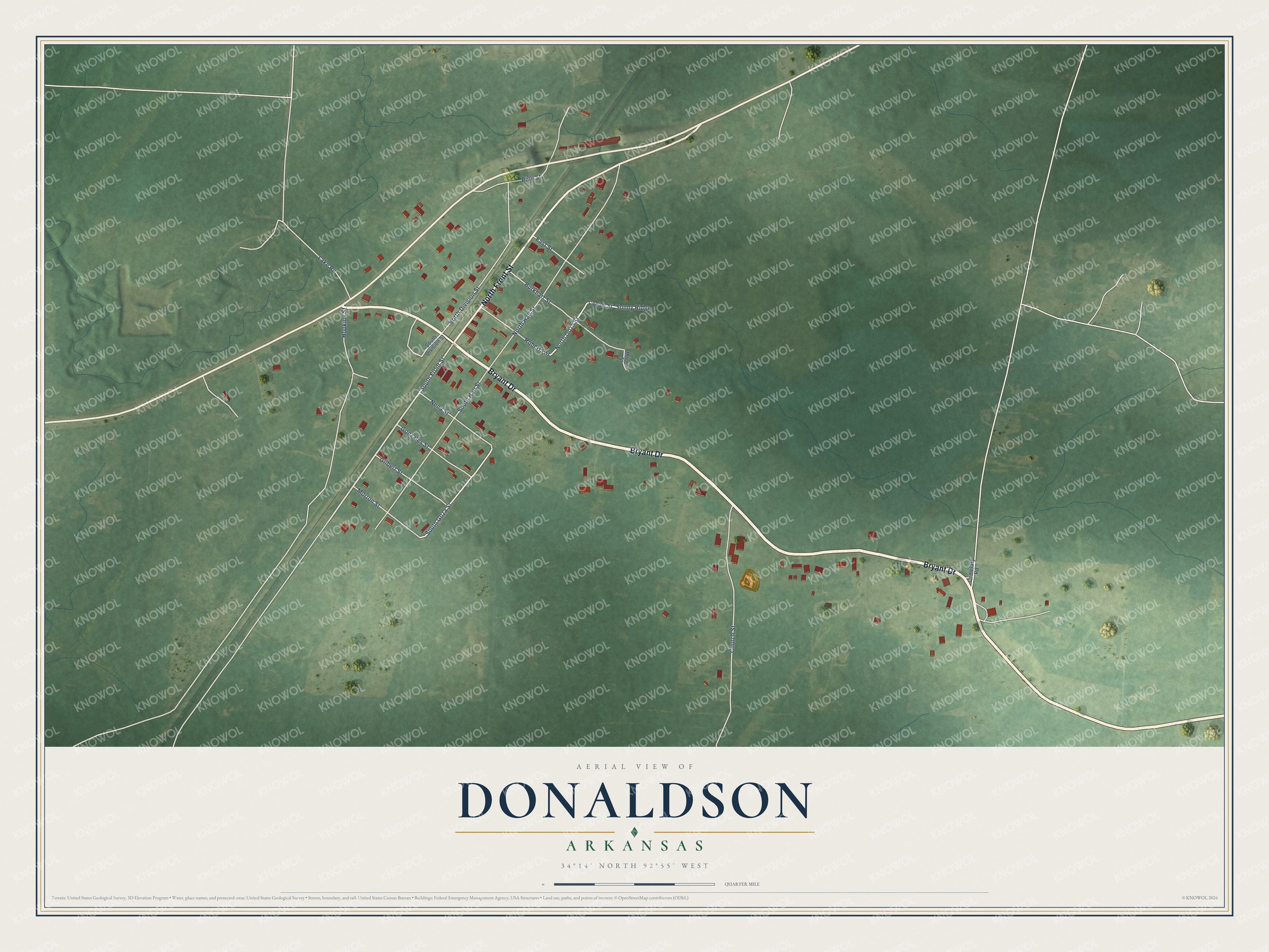 Watermarked full-map preview of Donaldson, Arkansas