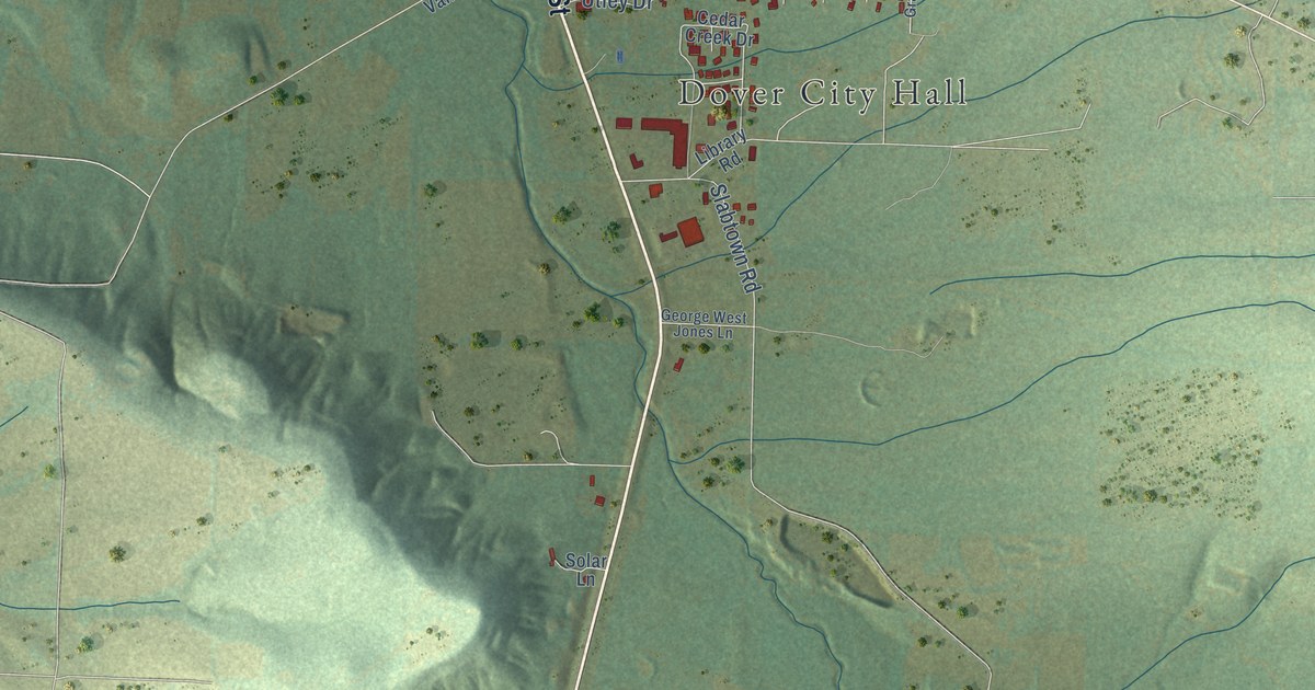 Map of Dover, Arkansas in 2026