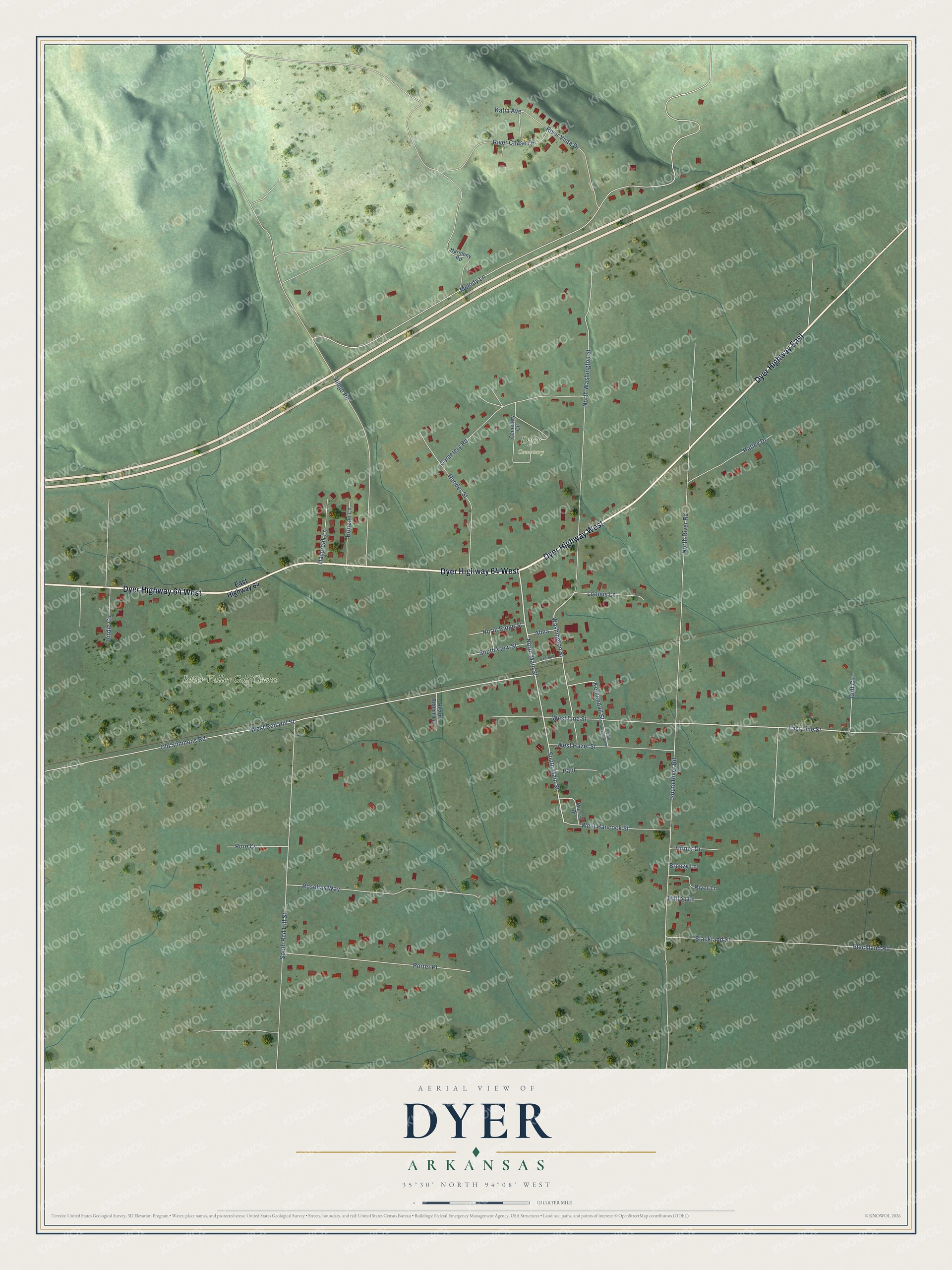Watermarked full-map preview of Dyer, Arkansas